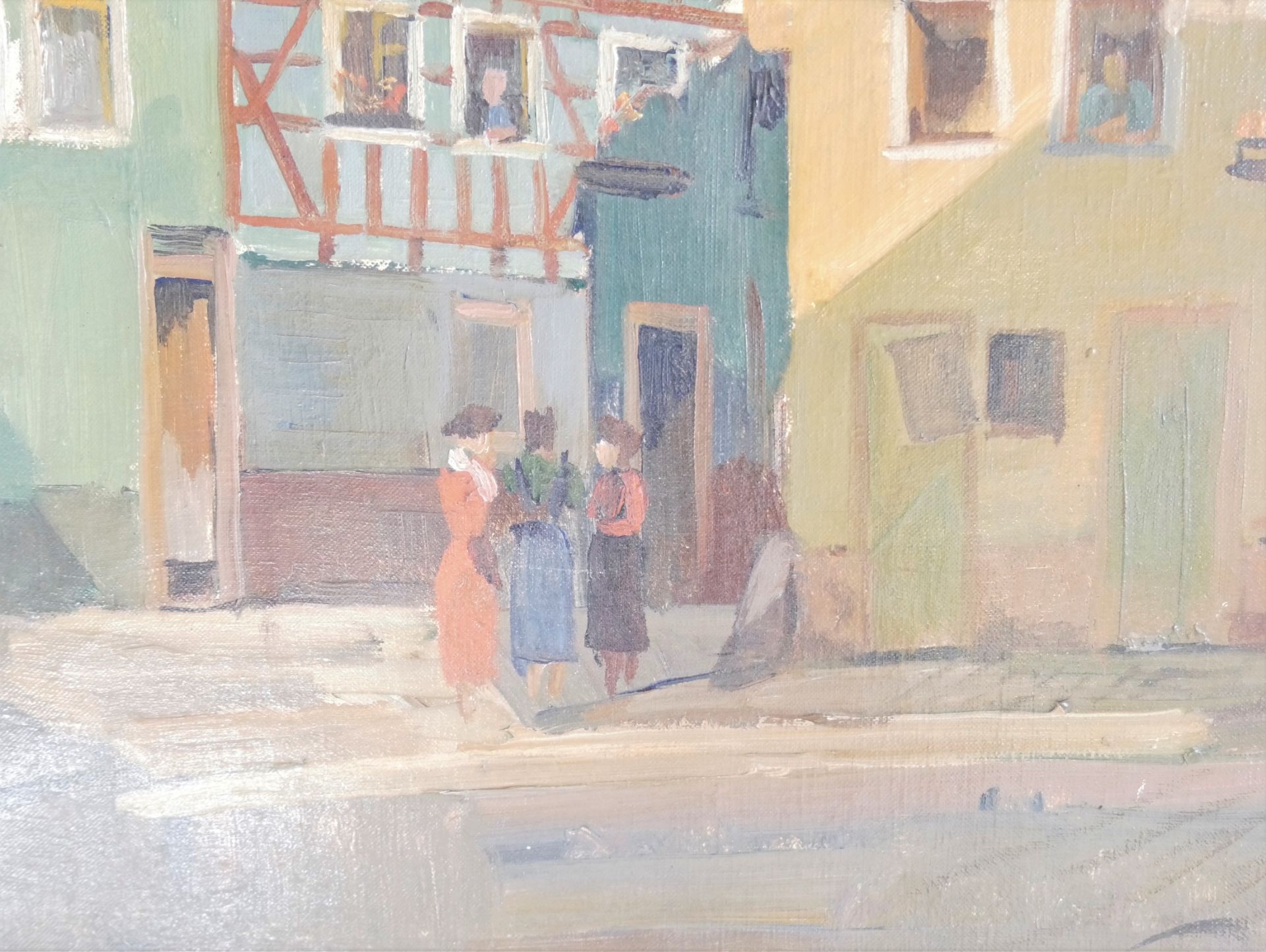 Arthur Grimm (1883-1948), Ölgemälde auf Leinwand "Heumarkt Eberbach am Neckar", rechts unten - Bild 3 aus 4