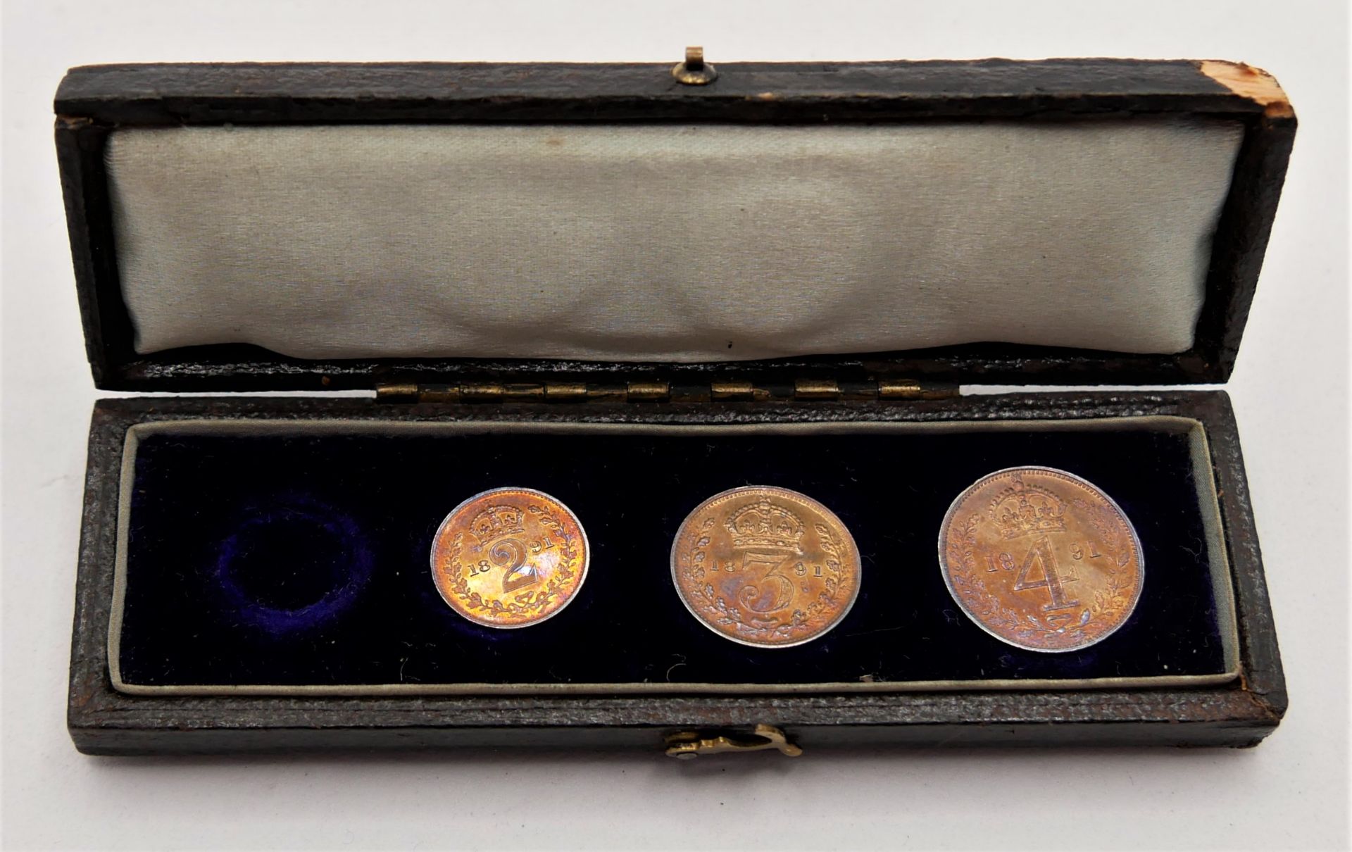 Maundy Money Coin Set 1891 in Original Kästchen. 1 Cent Münze fehlt. - Bild 3 aus 5