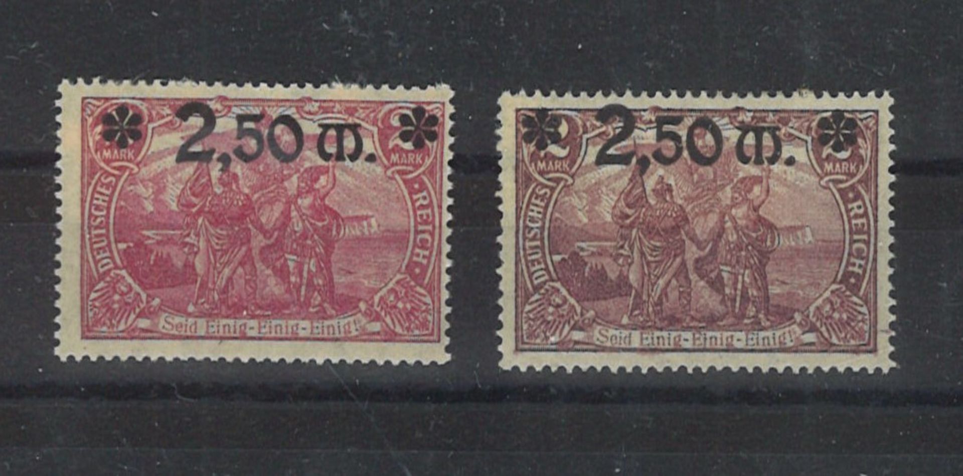 Deutsches Reich, Michel Nr. 118, Falz 2,50, Kupferdruck, 2 verschiedene Farben.