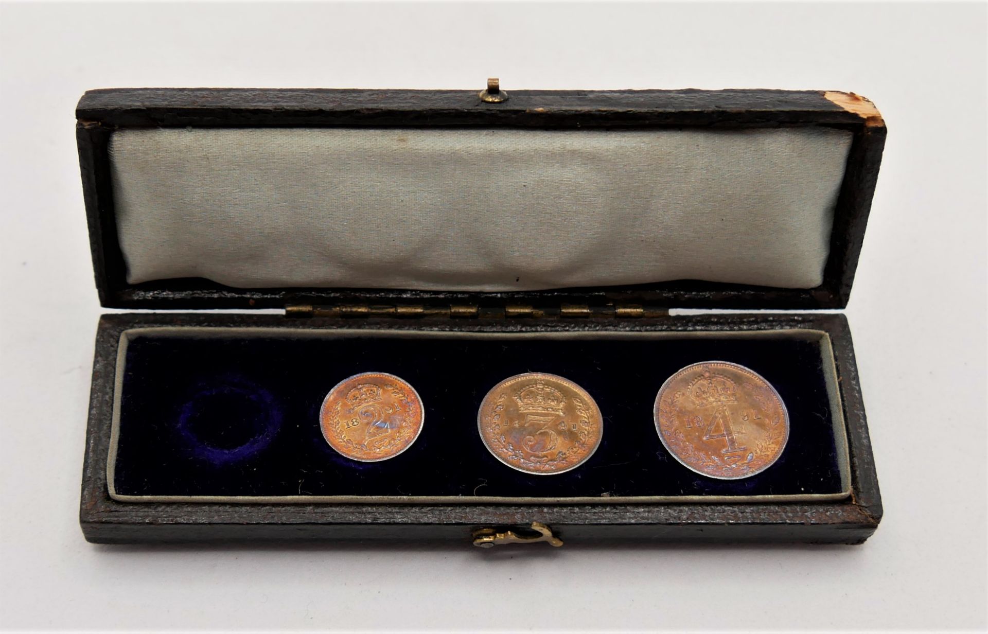 Maundy Money Coin Set 1891 in Original Kästchen. 1 Cent Münze fehlt. - Bild 4 aus 5