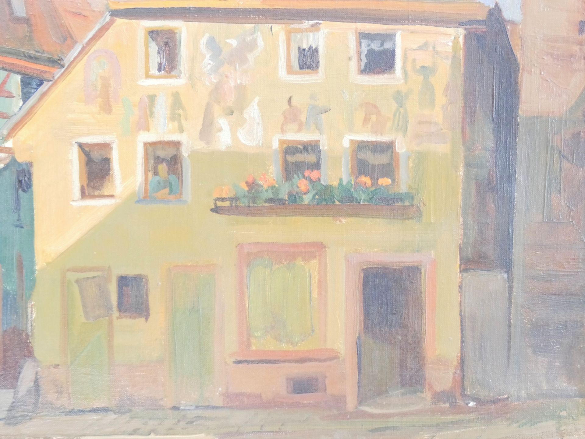 Arthur Grimm (1883-1948), Ölgemälde auf Leinwand "Heumarkt Eberbach am Neckar", rechts unten - Bild 4 aus 4