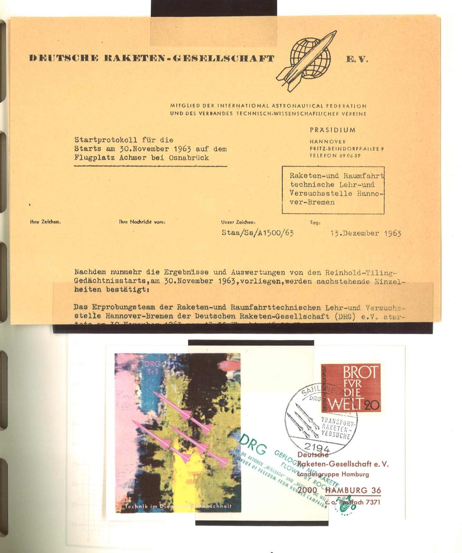 Sammlung Raketenpost in rotem Leuchtturm Klemmbinder BRD, 153 Belege bzw. Blöcke von - Bild 2 aus 4