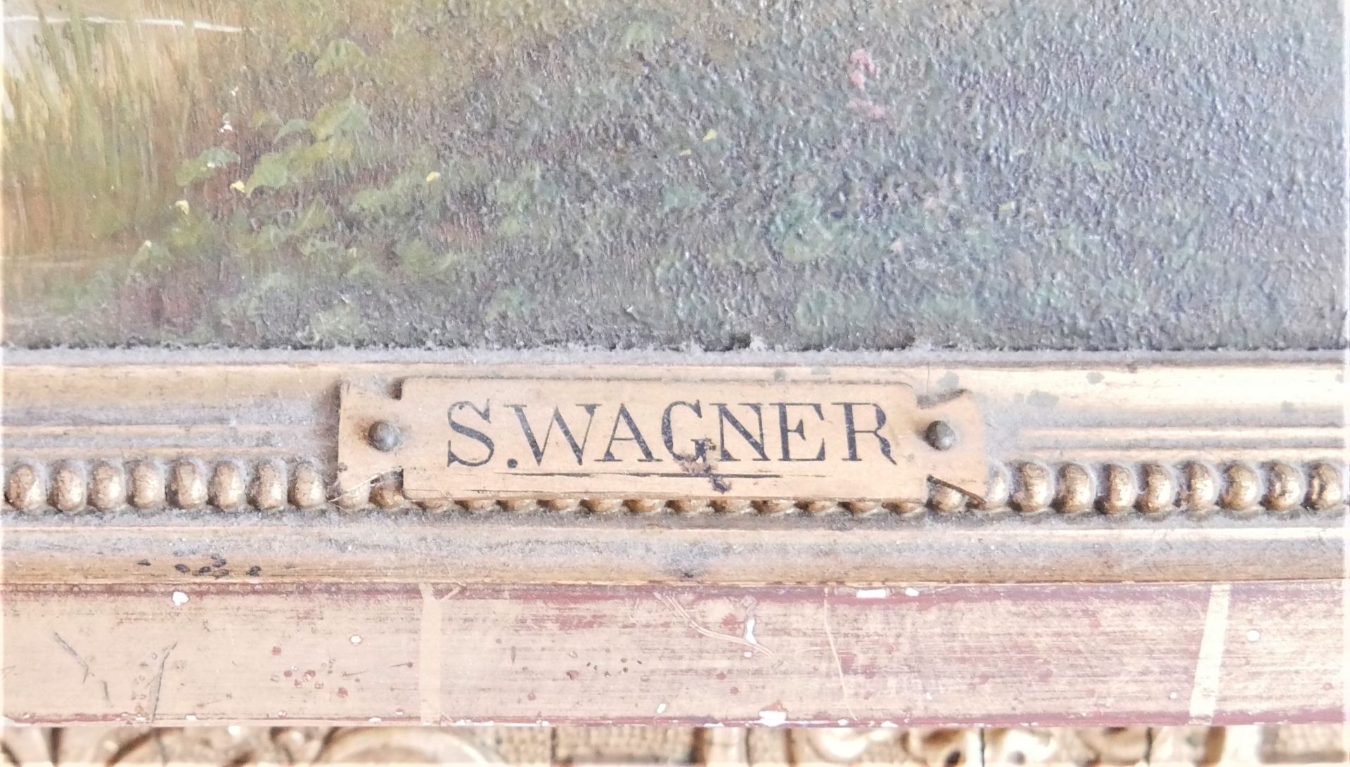 S. Wagner, Ölgemälde auf Holzplatte "Partie bei Salzburg", rechts unten Signatur in alter Original - Bild 3 aus 3