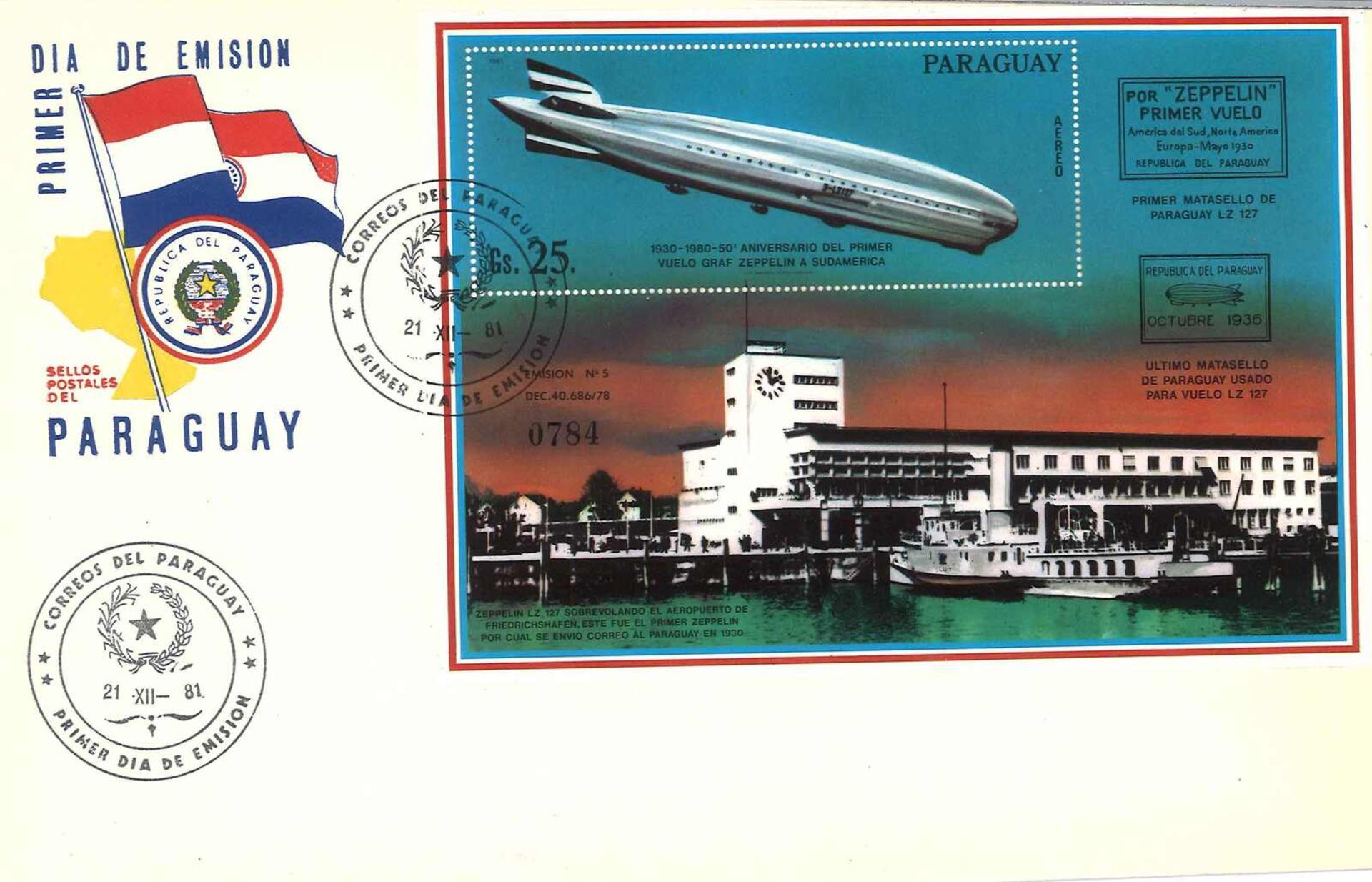 Paraquay Zeppelinblock auf Brief mit FDC Stempel, Block Nr. 371