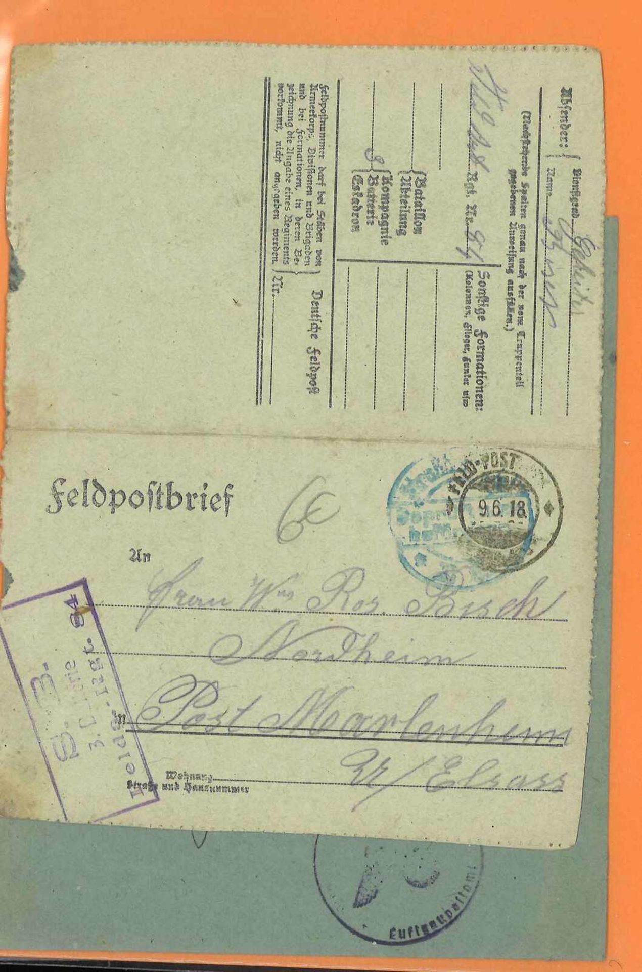 Feldpostbriefe 1. & 2. Weltkrieg, dabei vorläufiger Ausweis fürs Eiserne Kreuz 2. Klasse, 1. - Bild 3 aus 3