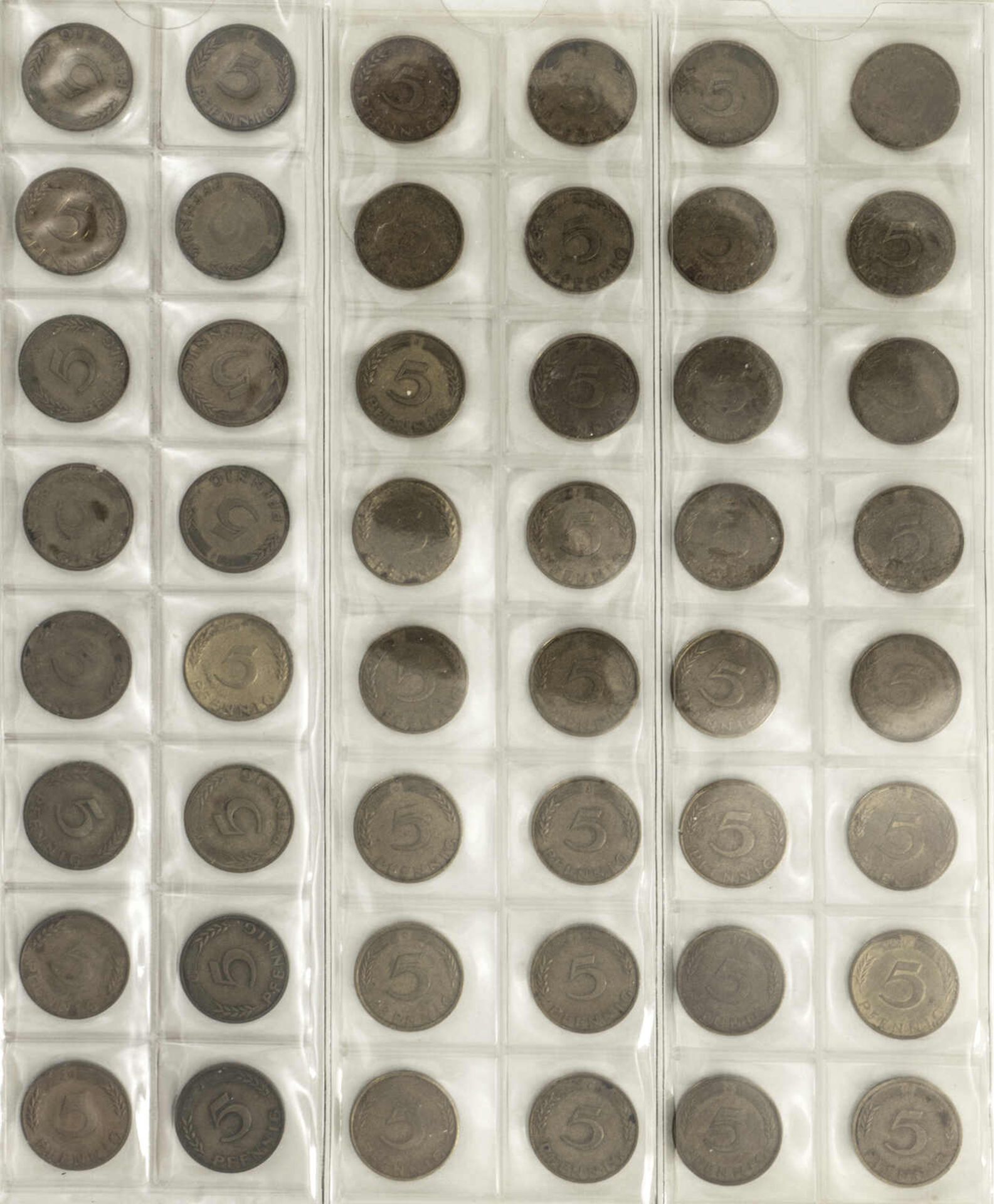 BRD 1948/89, Münzsammlung 1-, 2-, 5- und 10 Pfennig. Dabei 1 Pfennig: 1948/49 Bank deutscher - Bild 6 aus 11