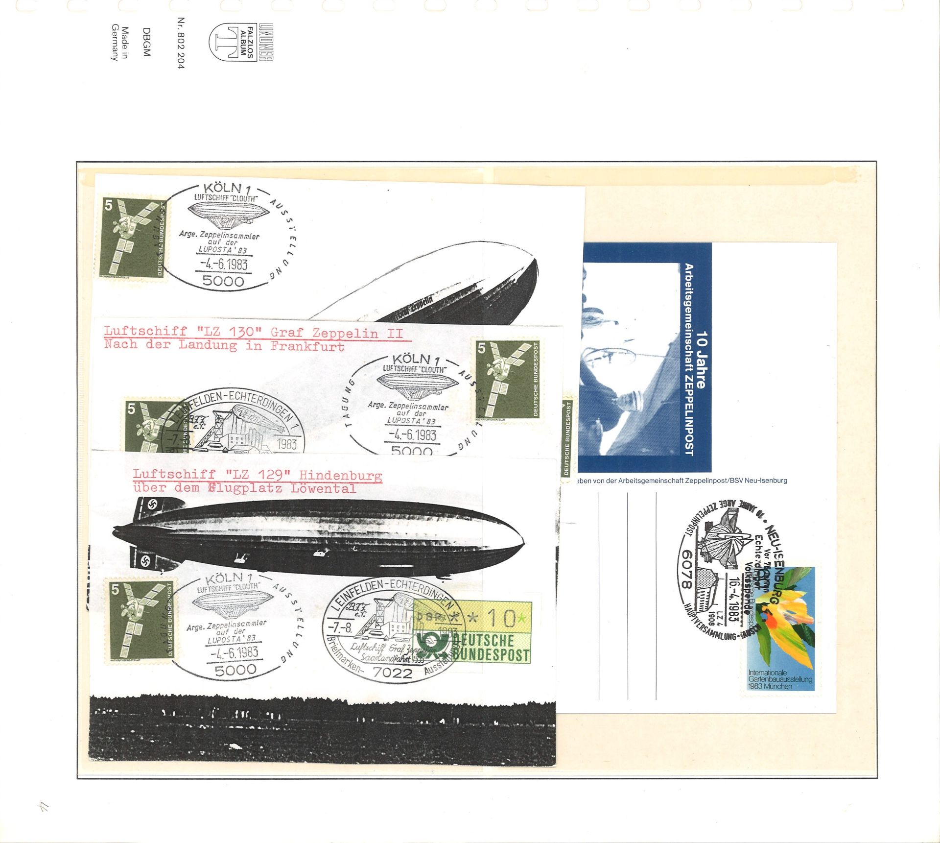 Buch mit 137 Zeppelin Erinnerungsstempel verschiedener Ausführungen auf Briefe, Karten und viele - Bild 3 aus 4