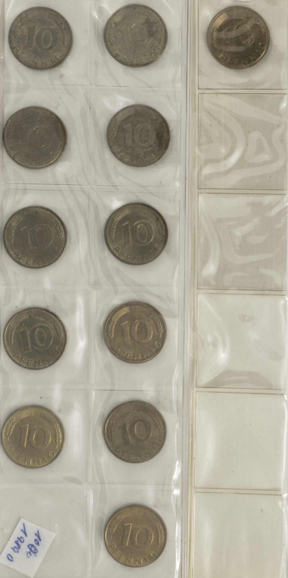 BRD 1948/89, Münzsammlung 1-, 2-, 5- und 10 Pfennig. Dabei 1 Pfennig: 1948/49 Bank deutscher - Bild 11 aus 11