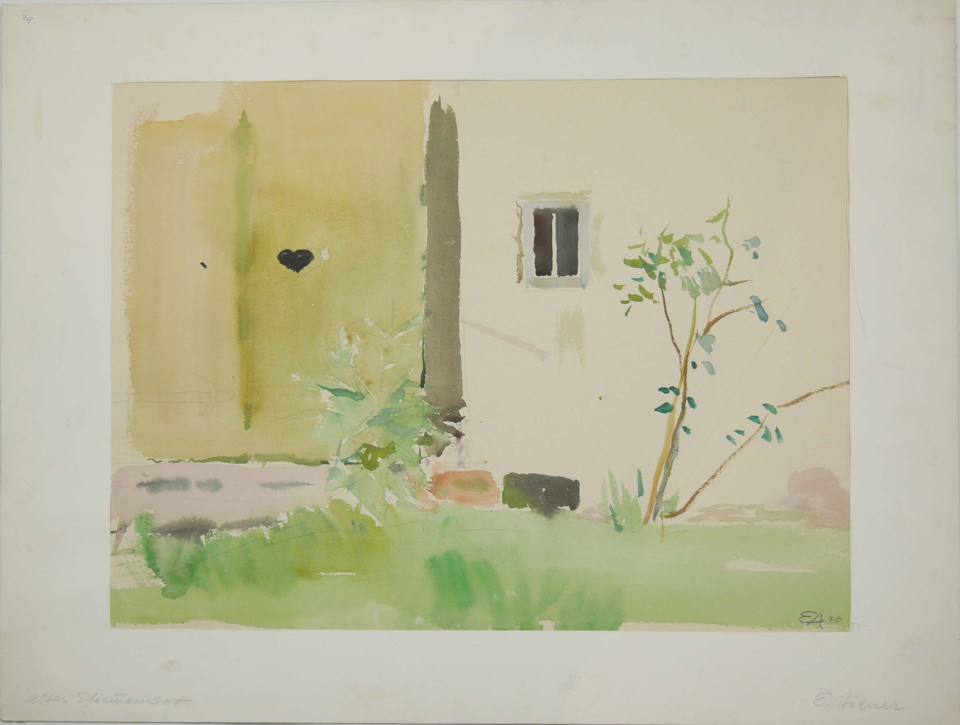 Eduard Aigner (1903-1978), Aquarell auf Papier "Altes Scheunentor", rechts unten 70. Blattmaße: Höhe - Bild 2 aus 3