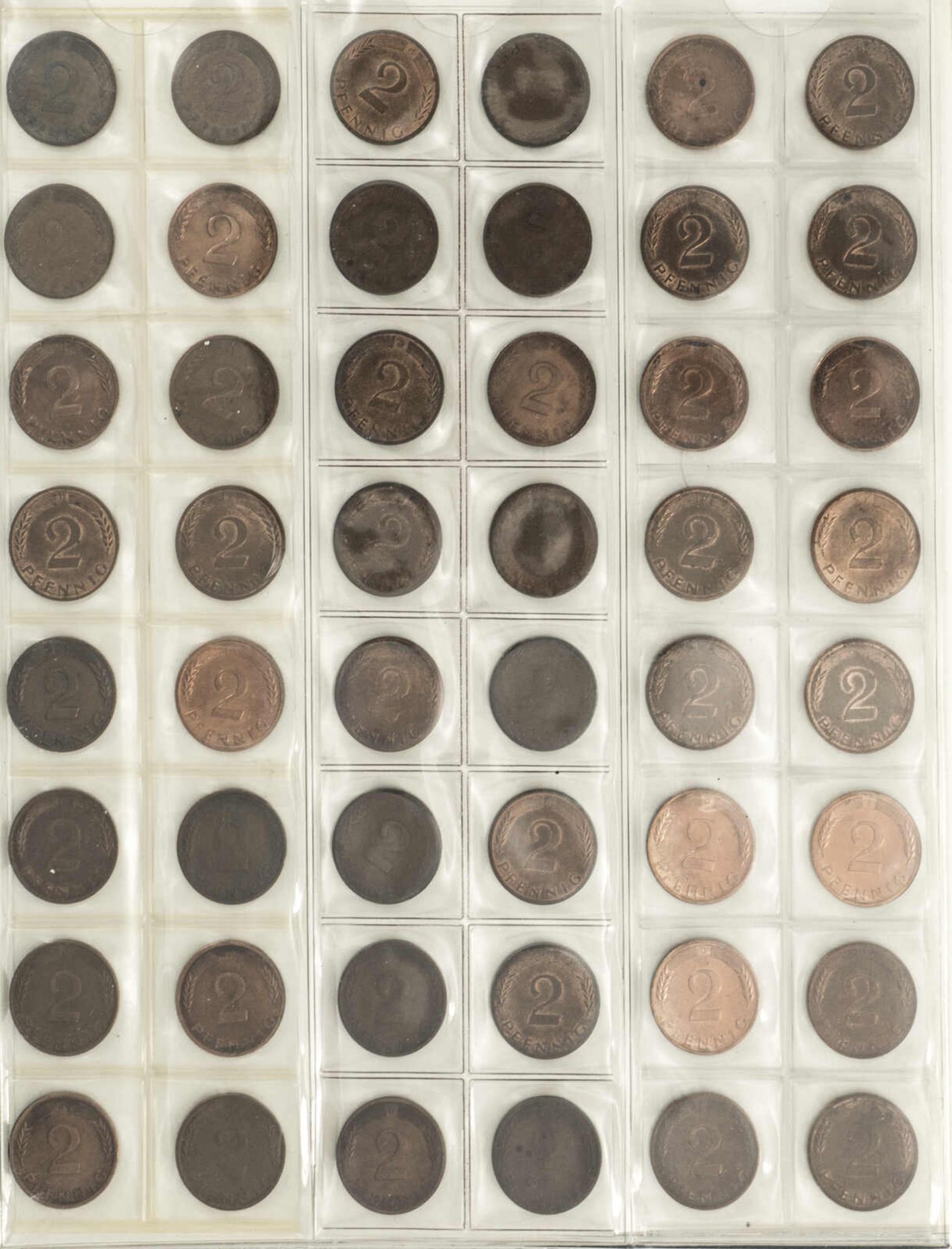 BRD 1948/89, Münzsammlung 1-, 2-, 5- und 10 Pfennig. Dabei 1 Pfennig: 1948/49 Bank deutscher - Bild 4 aus 11