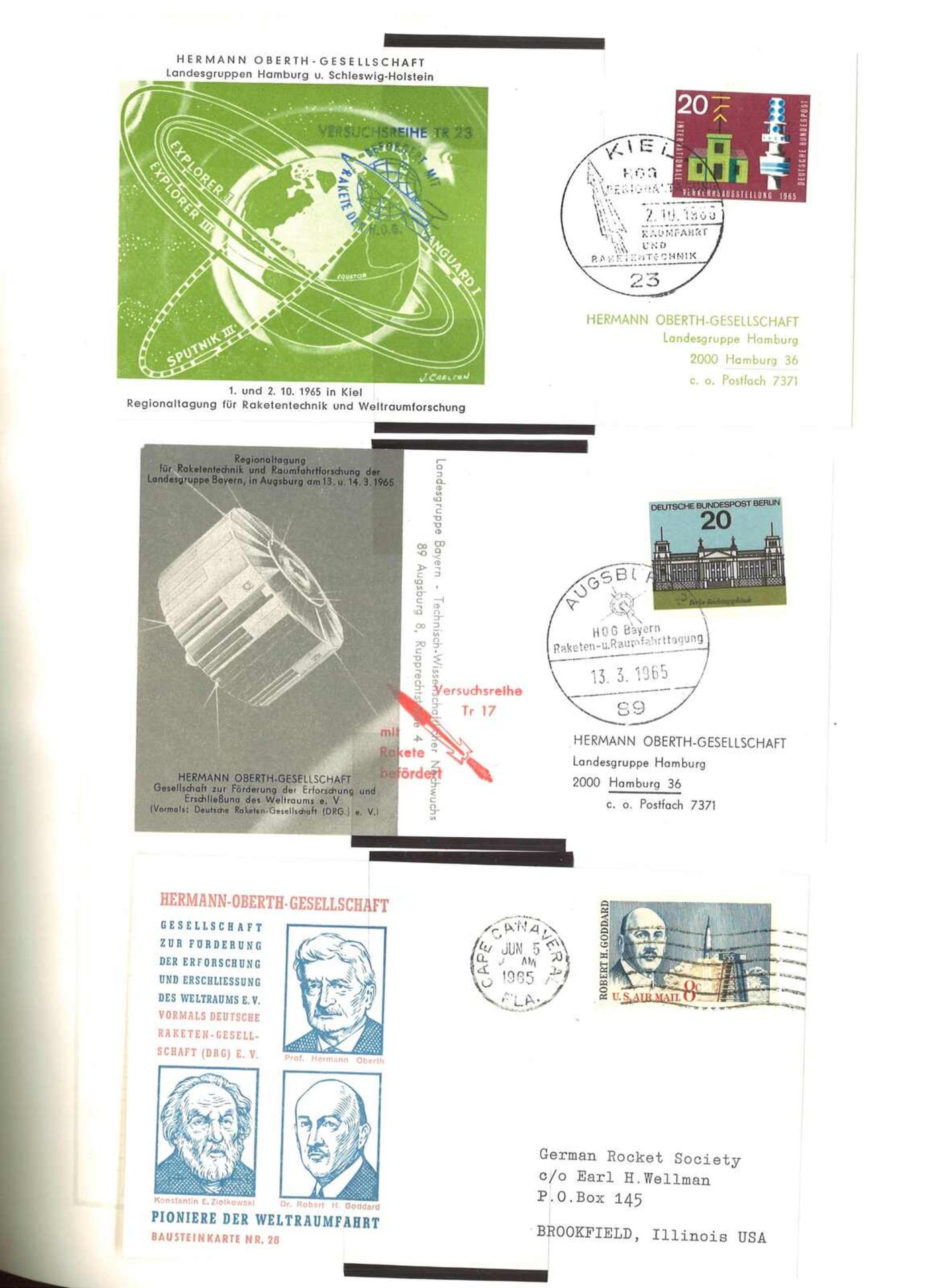 Sammlung Raketenpost in rotem Leuchtturm Klemmbinder BRD, 153 Belege bzw. Blöcke von - Bild 3 aus 4