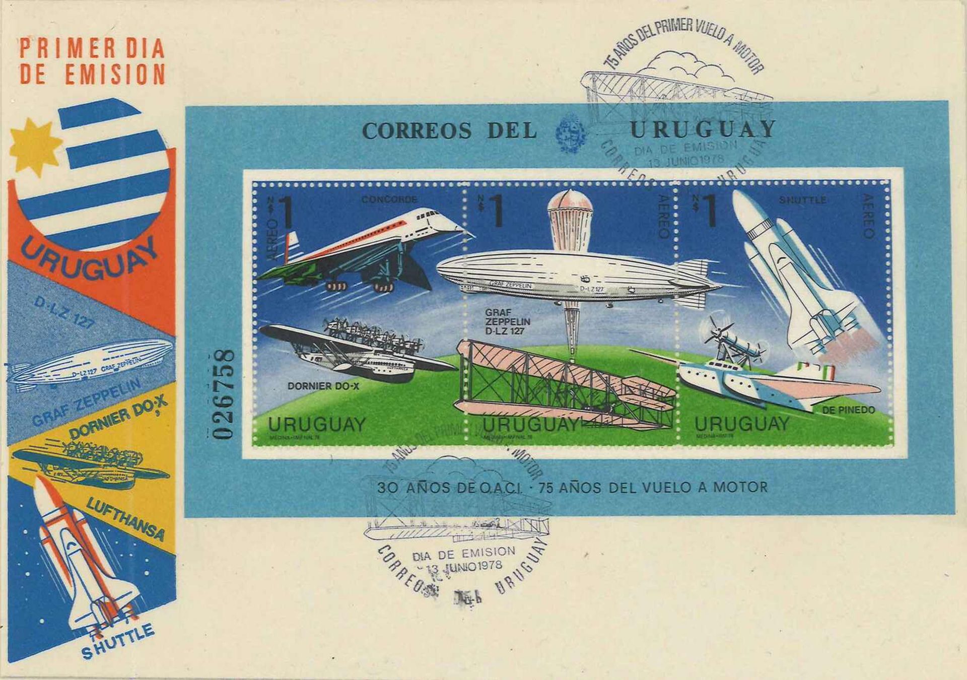 Uruguay Flugpostblock Nr. 38 mit FDC Stempel Brief