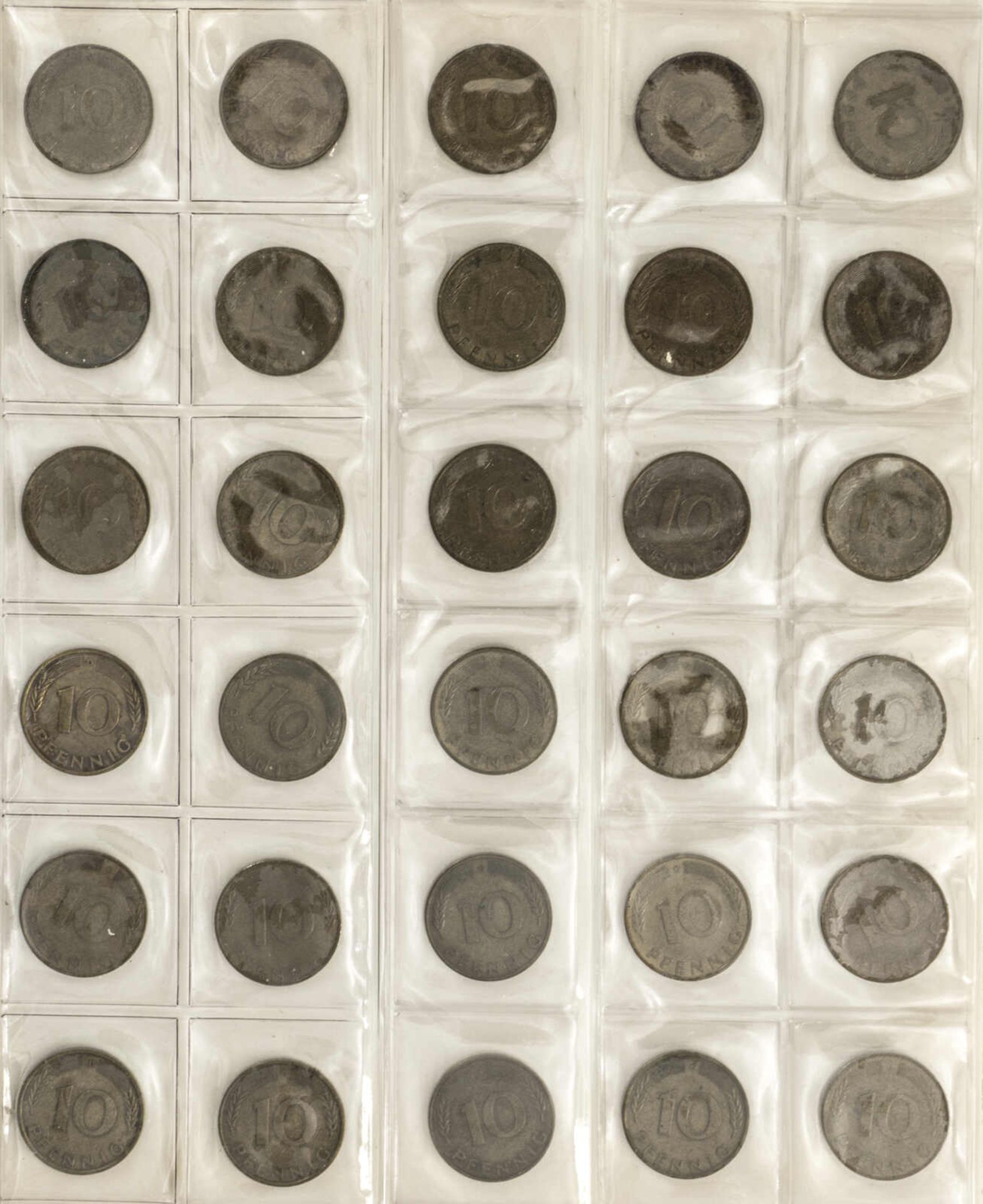 BRD 1948/89, Münzsammlung 1-, 2-, 5- und 10 Pfennig. Dabei 1 Pfennig: 1948/49 Bank deutscher - Bild 9 aus 11