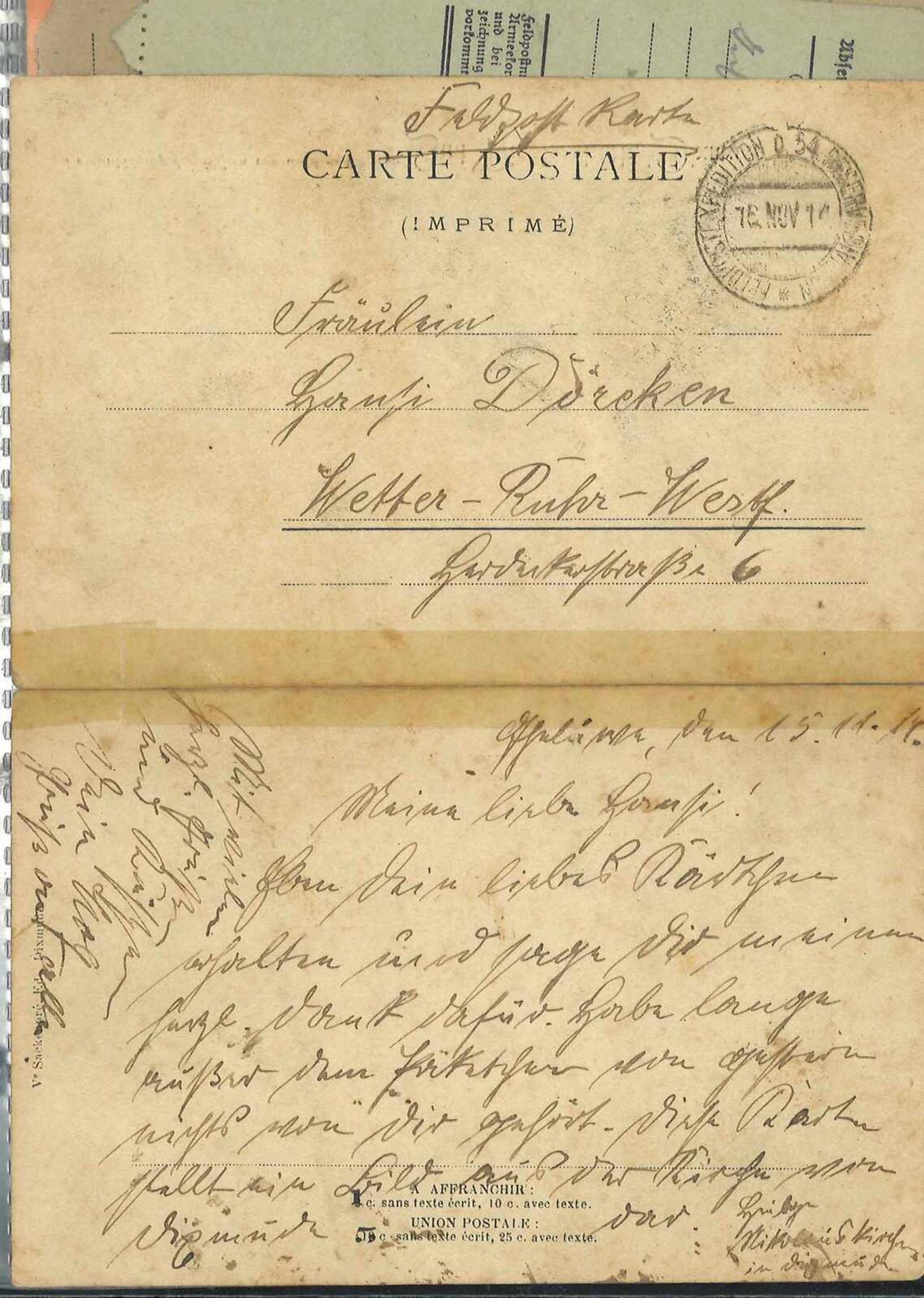 Feldpostbriefe 1. & 2. Weltkrieg, dabei vorläufiger Ausweis fürs Eiserne Kreuz 2. Klasse, 1. - Bild 2 aus 3