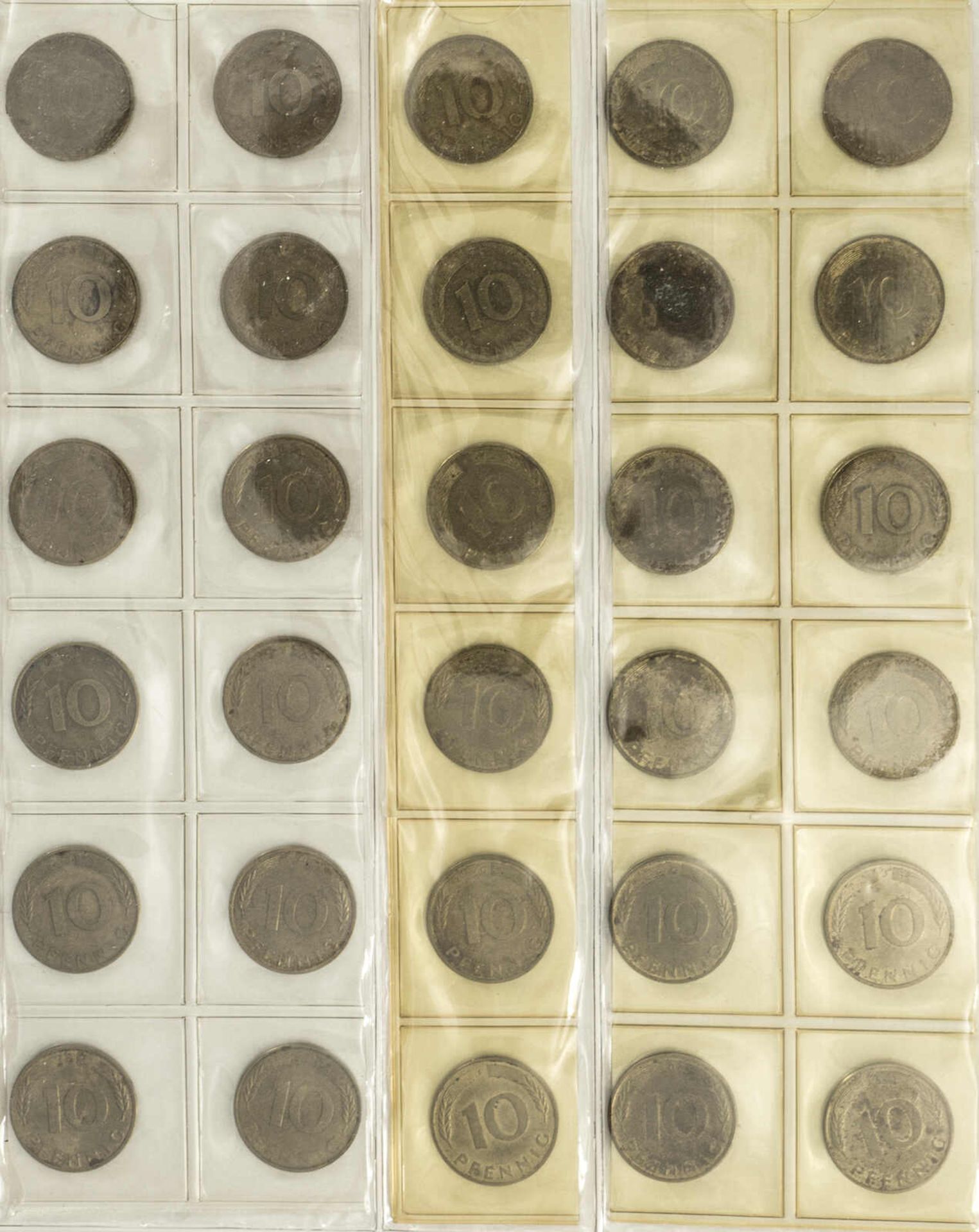 BRD 1948/89, Münzsammlung 1-, 2-, 5- und 10 Pfennig. Dabei 1 Pfennig: 1948/49 Bank deutscher - Bild 10 aus 11