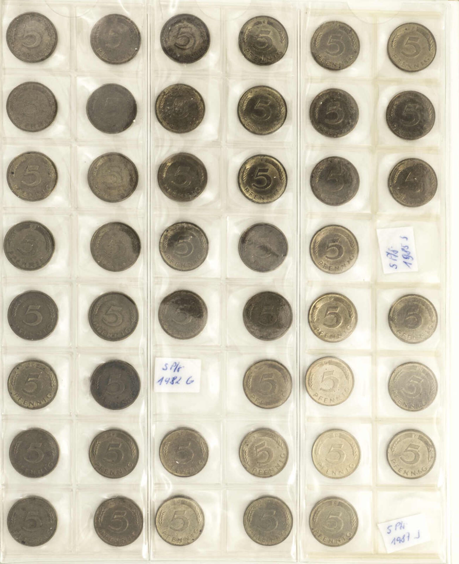 BRD 1948/89, Münzsammlung 1-, 2-, 5- und 10 Pfennig. Dabei 1 Pfennig: 1948/49 Bank deutscher - Bild 7 aus 11