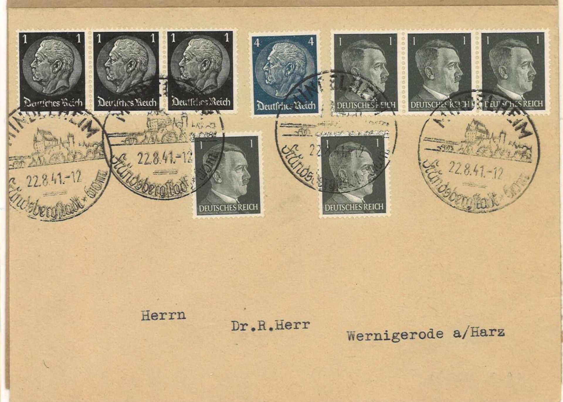 Deutsches Reich, meist aus 1933-1945, mit etwas Nebengebieten. Über 40 Belege, Block, - Bild 3 aus 3
