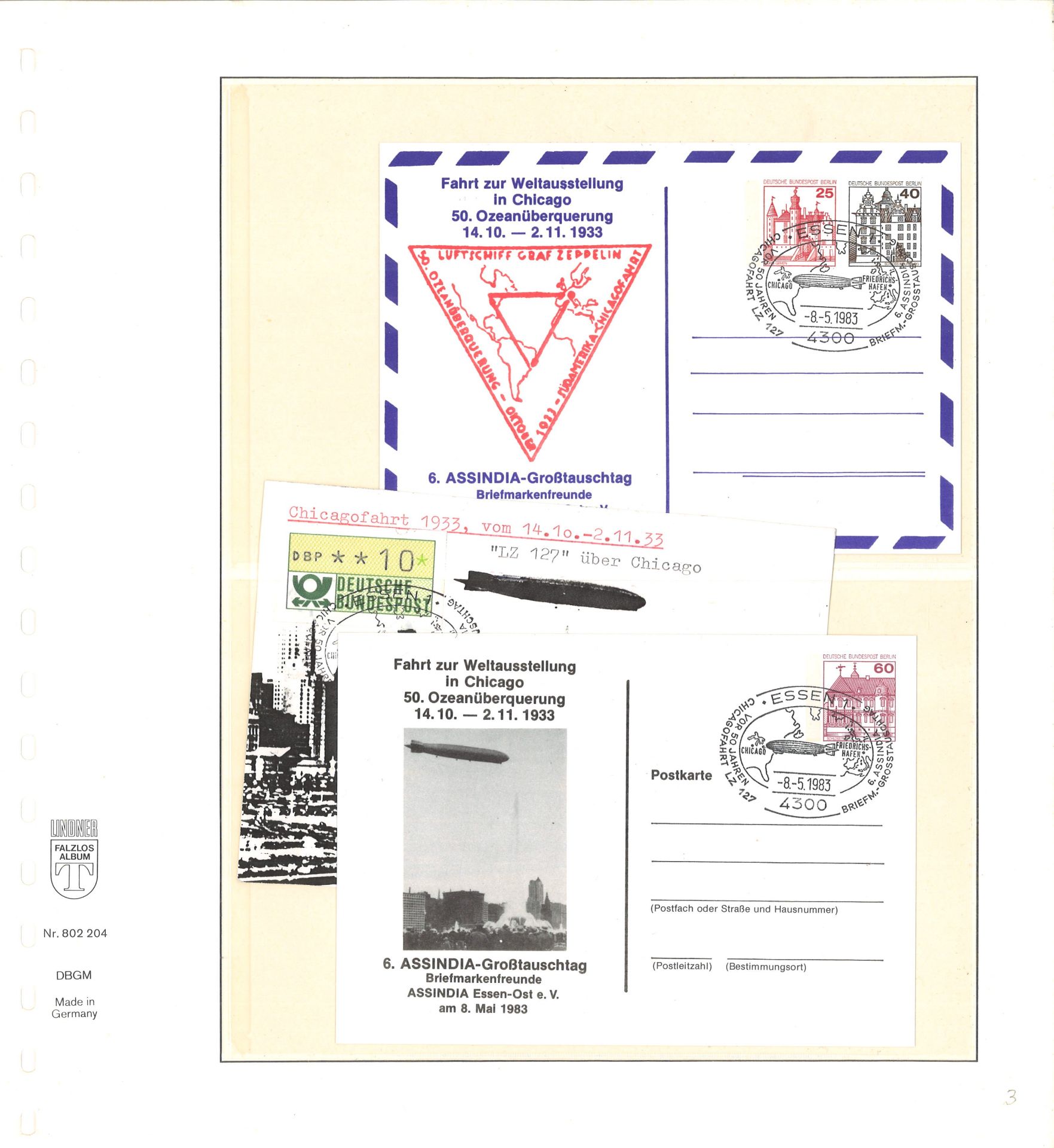 Buch mit 137 Zeppelin Erinnerungsstempel verschiedener Ausführungen auf Briefe, Karten und viele - Bild 2 aus 4