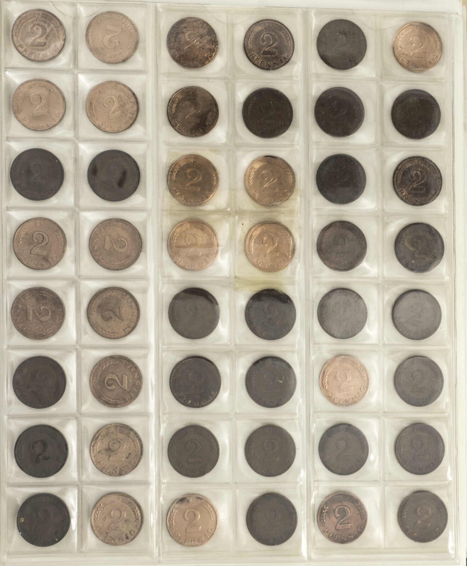 BRD 1948/89, Münzsammlung 1-, 2-, 5- und 10 Pfennig. Dabei 1 Pfennig: 1948/49 Bank deutscher - Bild 3 aus 11