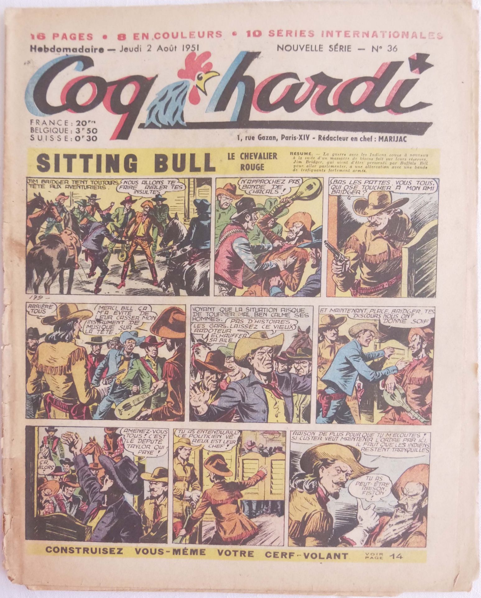 "Coq hardi", französische Western-Comics, Nr.9,11,12,33,34,35 und 36, stark gebrauchter Zustand - Bild 2 aus 2