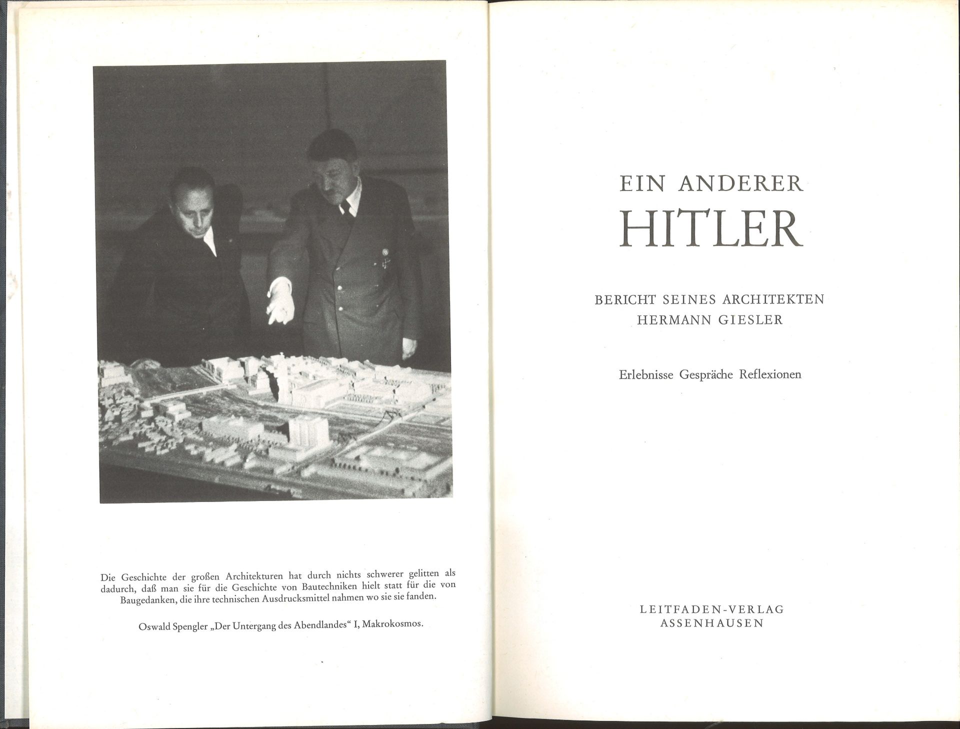 "Ein anderer Hitler", Bericht seines Architekten Hermann Giesler, Erlebnisse, Gespräche,