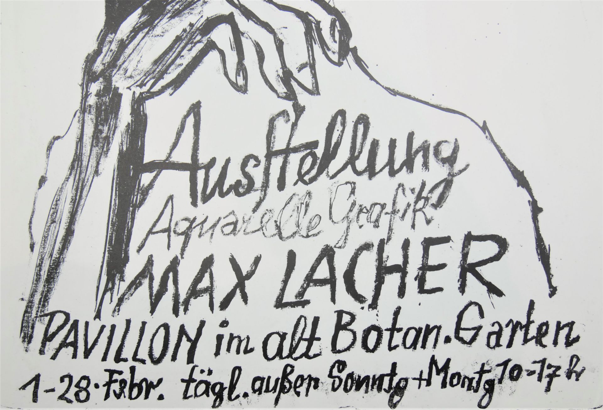 Max Lacher (1905-1988), Ausstellungsplakat Max Lacher, mit Gebrauchsspuren. Maße: Höhe ca. 73 cm, - Image 2 of 2