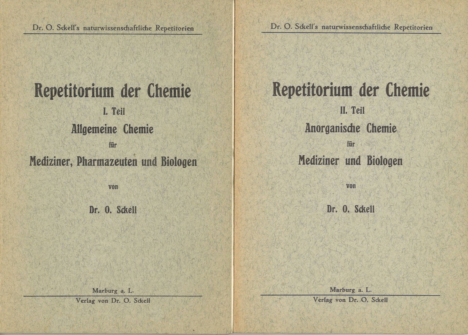 2 Bücher, Repetitorium der Chemie, Teil 1 und 2, Allgemeine Chemie für Mediziner, Pharmazeuten und
