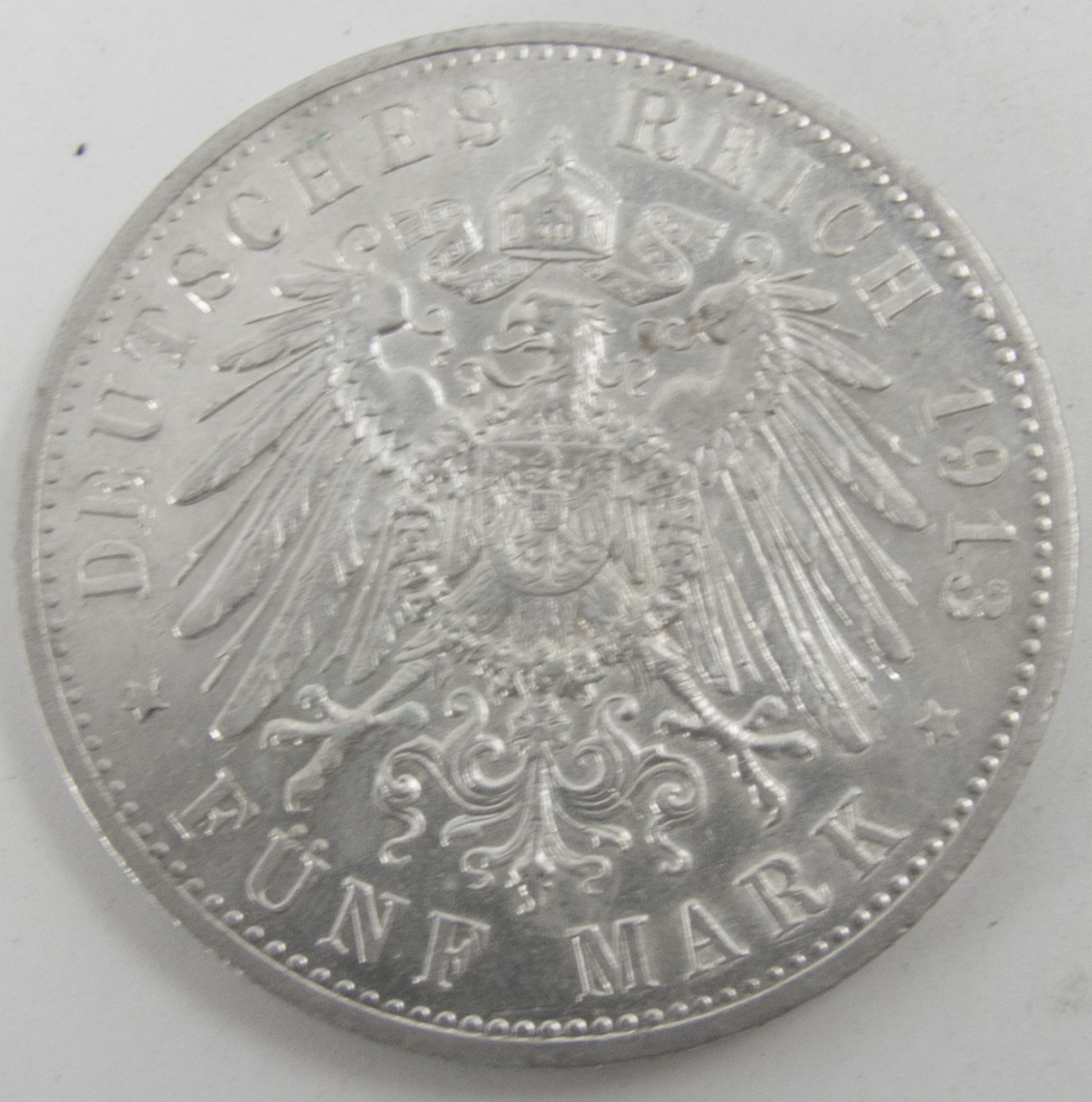 Deutsches Kaiserreich 1913 A, 5.- Mark - Silbermünze, "Wilhelm II.in Uniform". Jaeger: 114. - Bild 2 aus 2