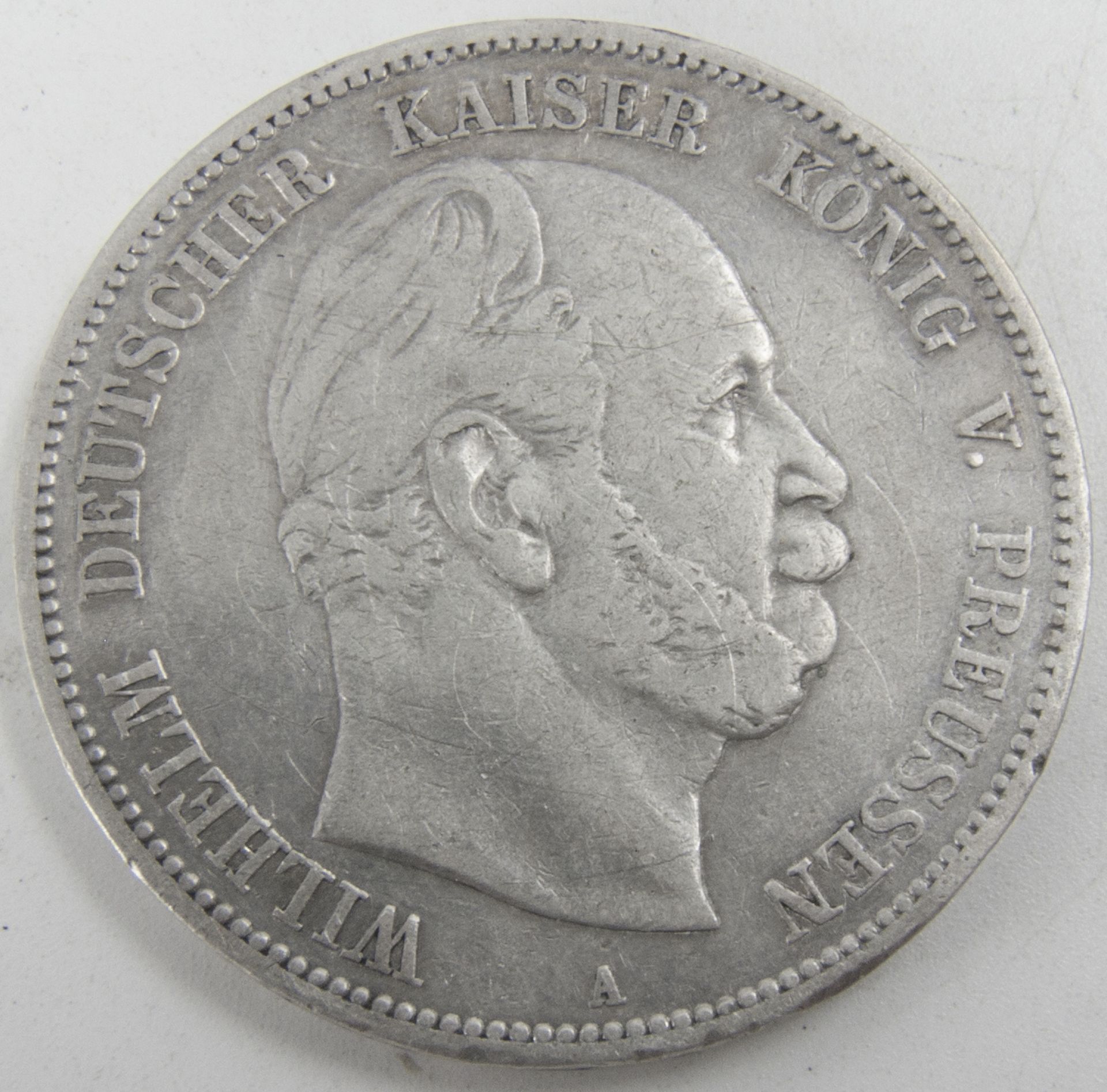 Deutsches Kaiserreich Preußen 1876 A, 5.- Mark - Silbermünze "Wilhelm Deutscher Kaiser König von