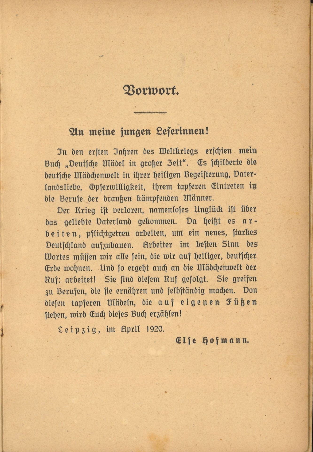 "Auf eigenen Füßen" - Ein deutsches Mädchenbuch - von Else Hofmann, Handlung spielt nach dem I. - Bild 3 aus 3