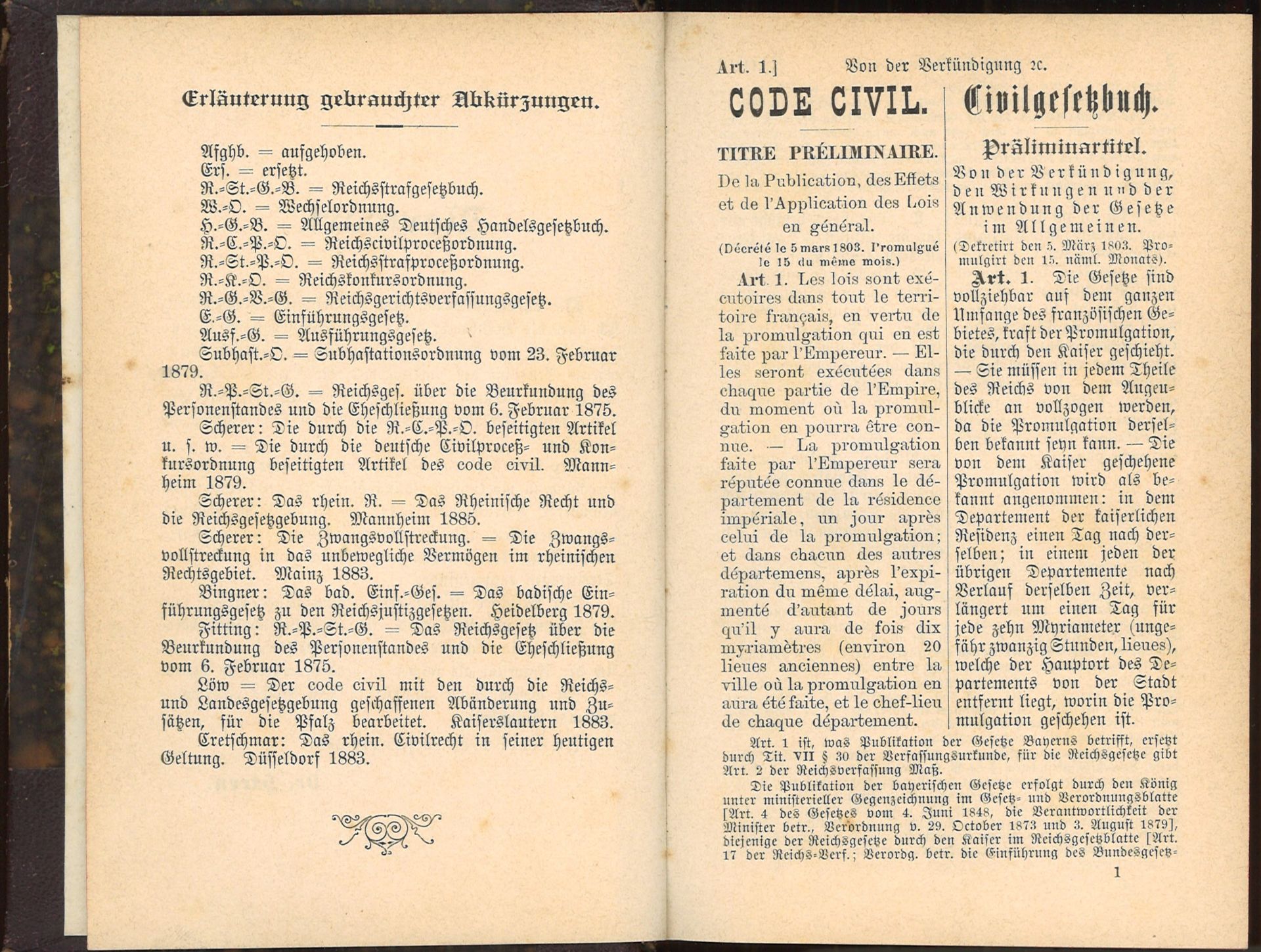 Code Civil, Civilgesetzbuch von 1887, Dr. Stern, Verlag Eugen Crusius, Kaiserslautern. - Bild 2 aus 2