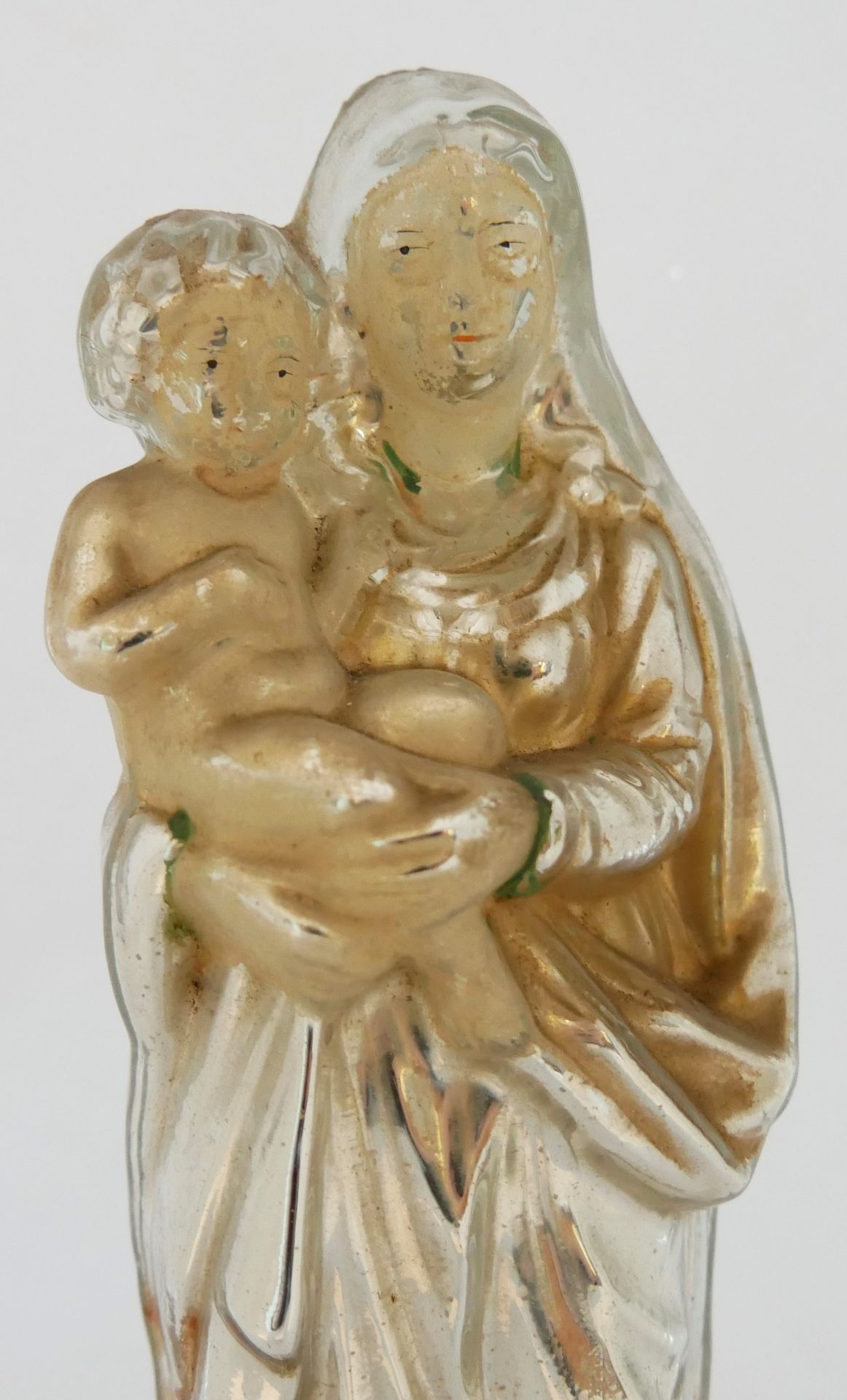 Aus Sammlung - antike Madonna mit Jesuskind auf dem Arm aus Bauernsilber, Bemalung teilweise noch - Bild 2 aus 3