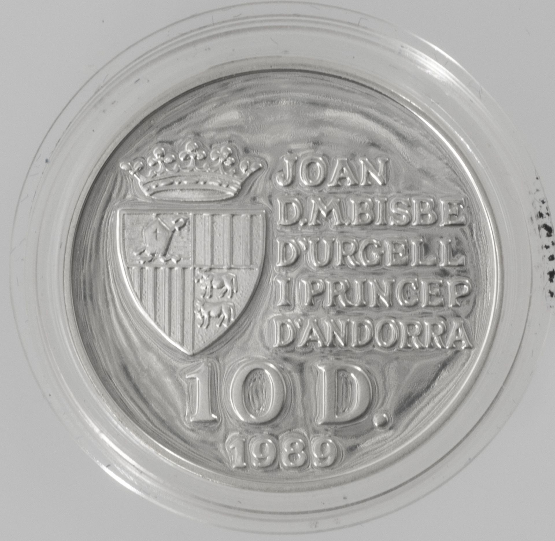 Andorra 1989, 10 Diners - Silbermünze "Fußball WM 1990 in Italien". KM: 20/53. Erhaltung: PP. In - Image 2 of 2
