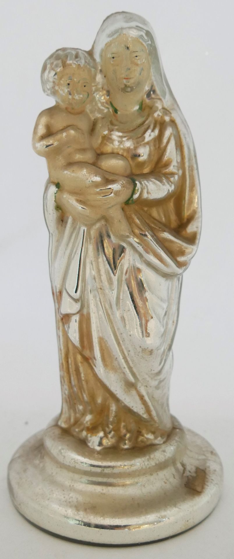 Aus Sammlung - antike Madonna mit Jesuskind auf dem Arm aus Bauernsilber, Bemalung teilweise noch