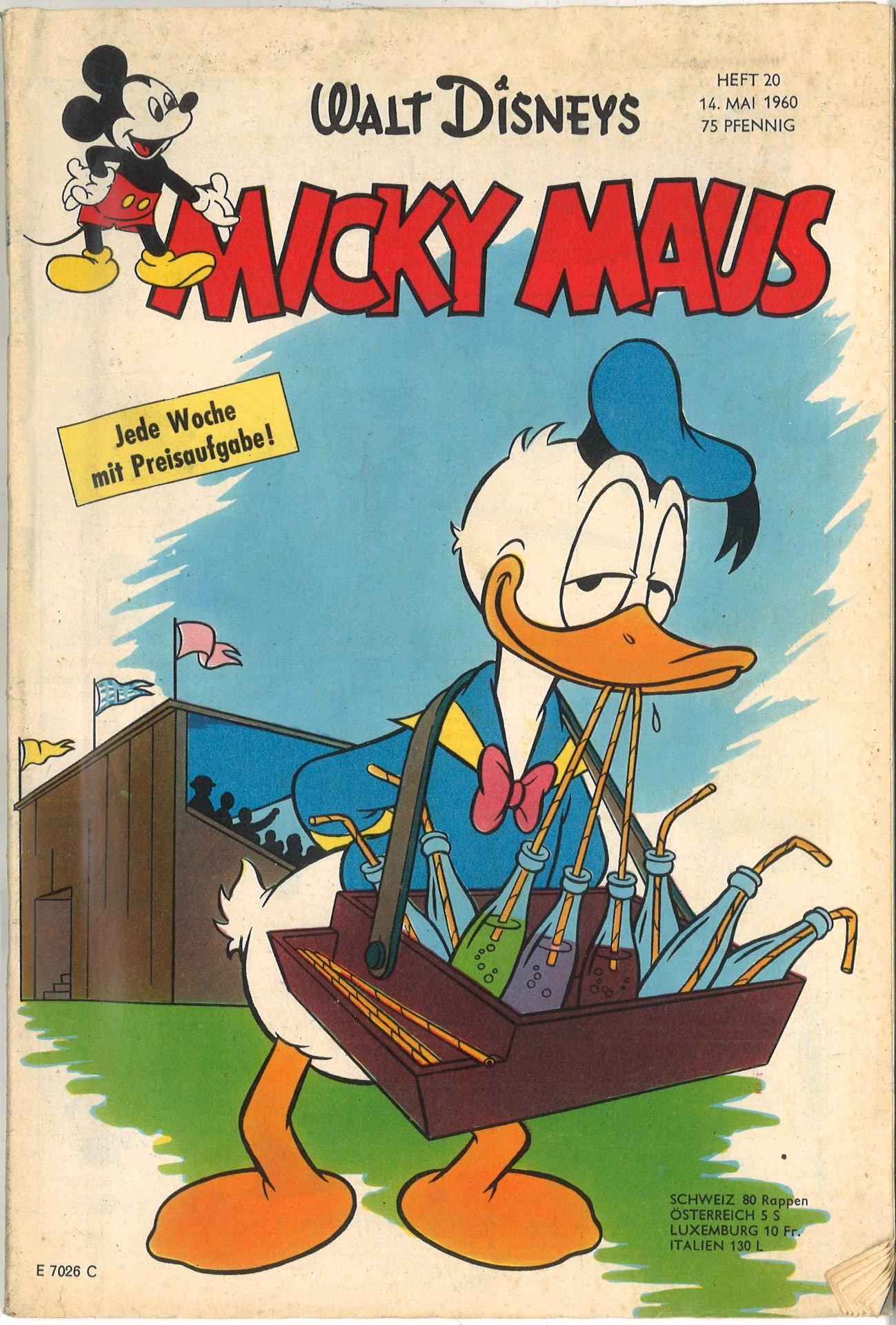 Micky Maus Heft 20,vom 14. Mai 1960, komplett mit Sammelbild und MMK Gutschein, leicht