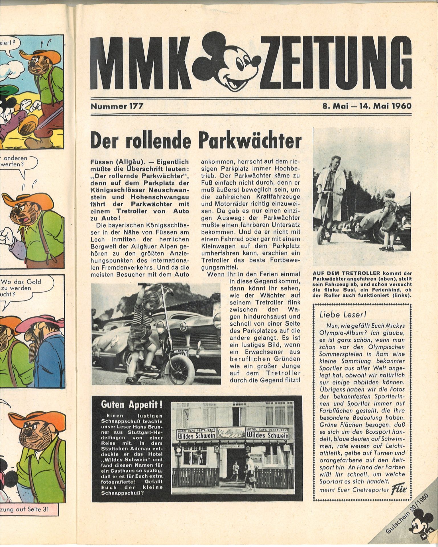 Micky Maus Heft 20,vom 14. Mai 1960, komplett mit Sammelbild und MMK Gutschein, leicht - Bild 2 aus 3