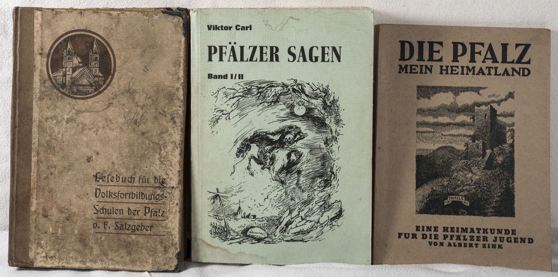 Viktor Carl, Pfälzer Sagen Bd. I/II, F. Salzgeber, Lesebuch für Volksfortbildungs - Schulen der