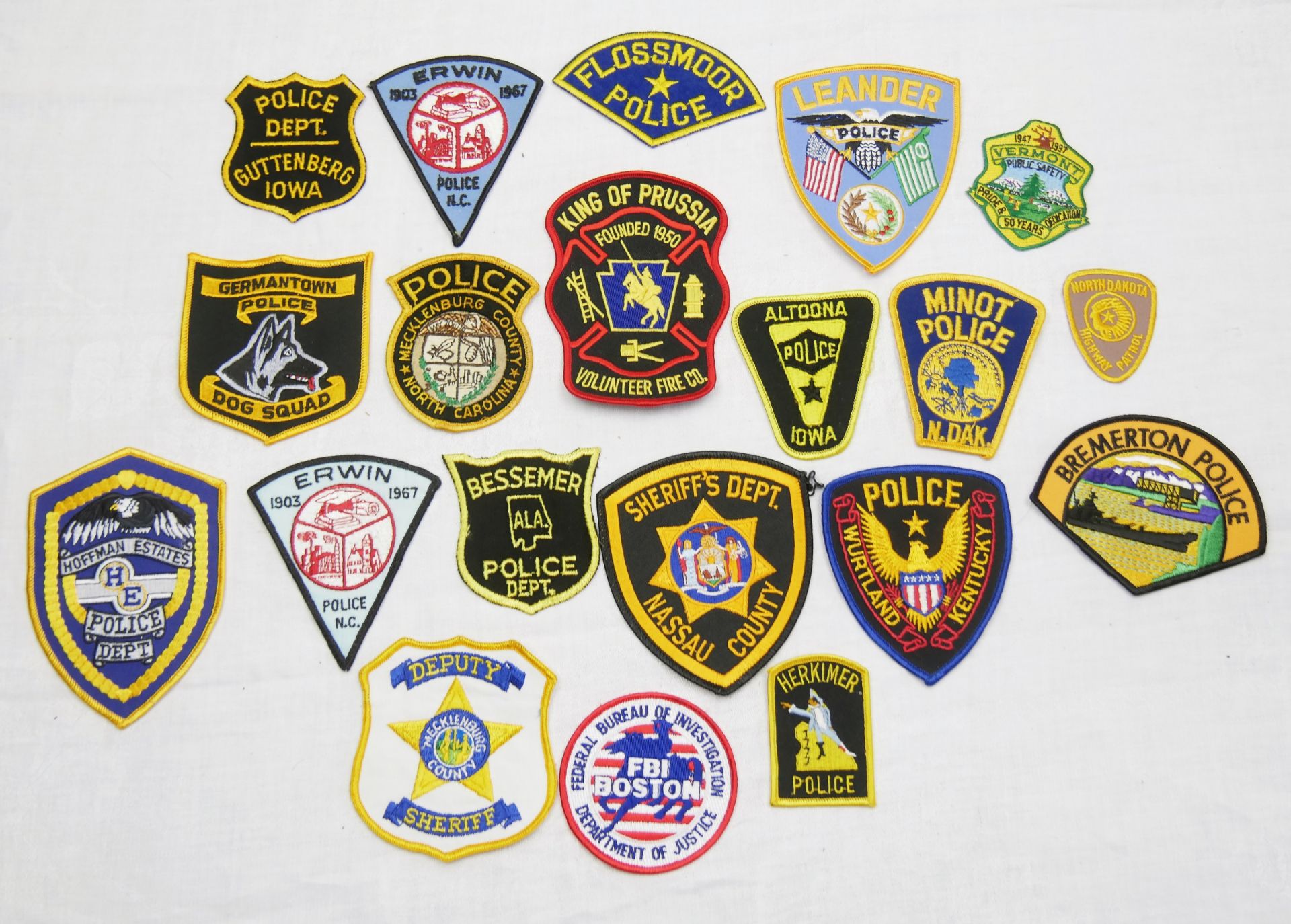 Aus Sammlung! USA Patches, Police Abzeichen. Insgesamt 20 Stück.