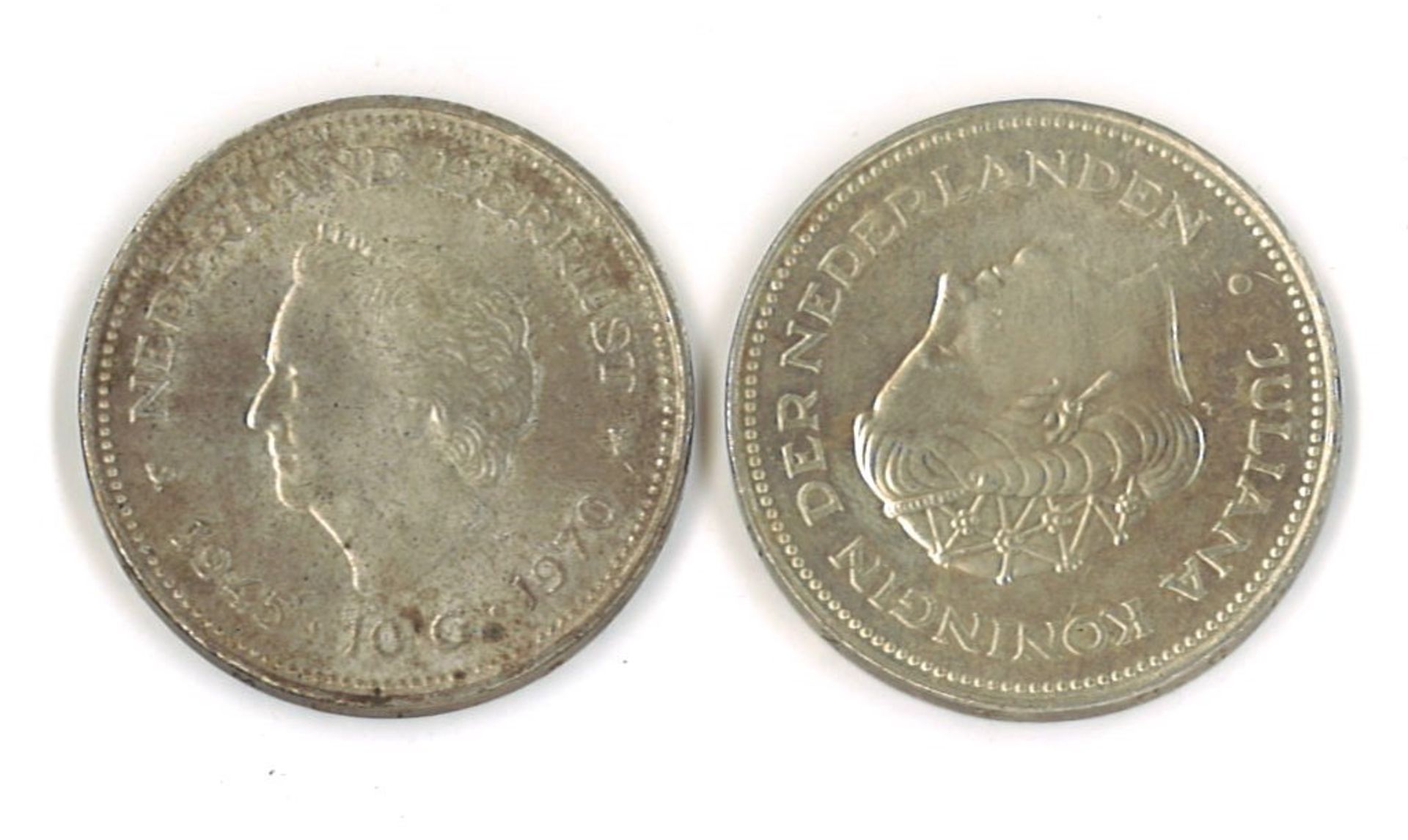 Niederlande 2x Silbermünze, 10 Gulden 1970. Nr. KM 195 Zustand: vz