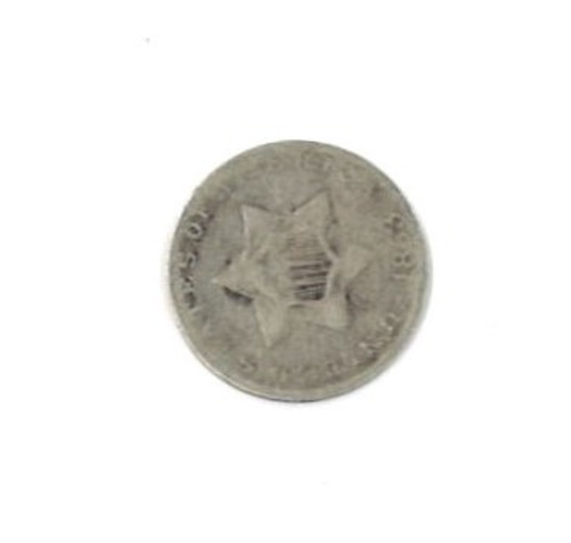 Silbermünze 1853 Vereinigte Staaten von Amerika, Silver 3 Cents 1853. Erhaltung: ss - Image 2 of 2