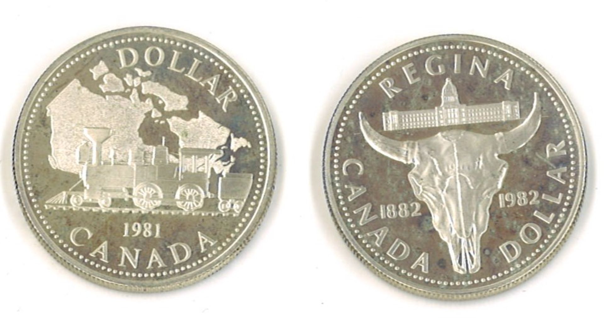 2 Kanada Dollars 1981 + 1982 Silber. Zustand: vz - Image 2 of 2