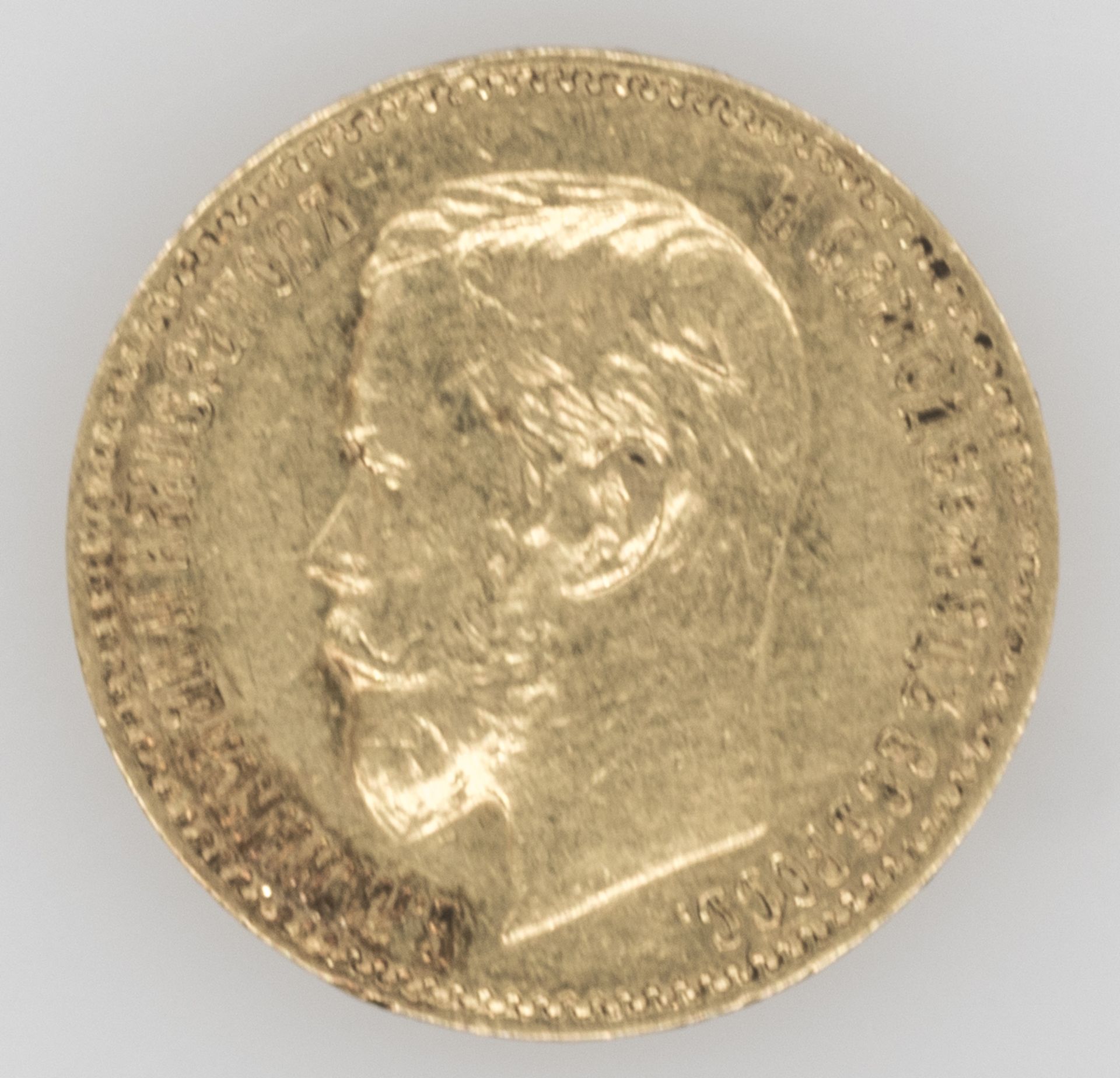 Russland 1897 - 1911, 5 Rubel - Goldmünze "Zar Nikolaus II.". Gold 900/1000. Gewicht: ca. 43 g.