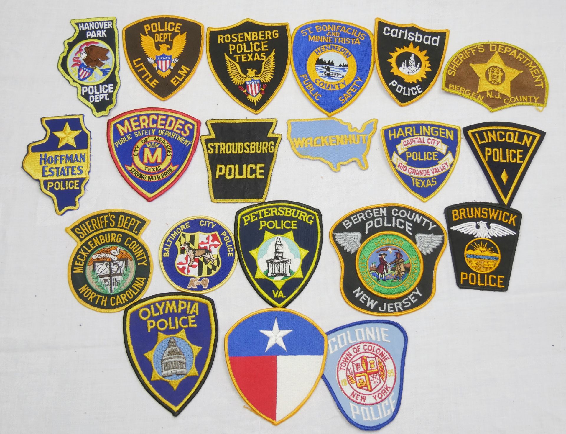 Aus Sammlung! USA Patches, Police Abzeichen. Insgesamt 20 Stück.