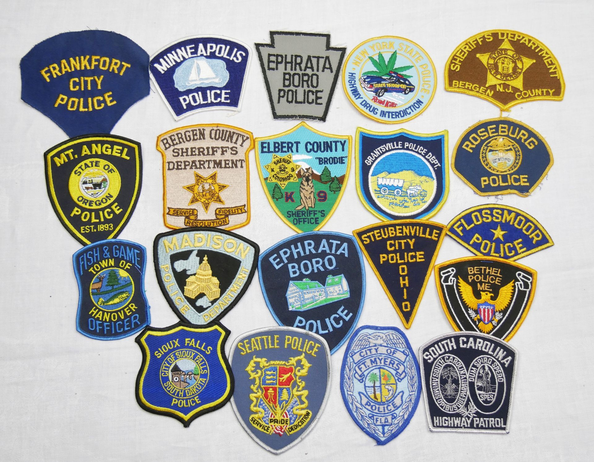 Aus Sammlung! USA Patches, Police Abzeichen. Insgesamt 20 Stück.