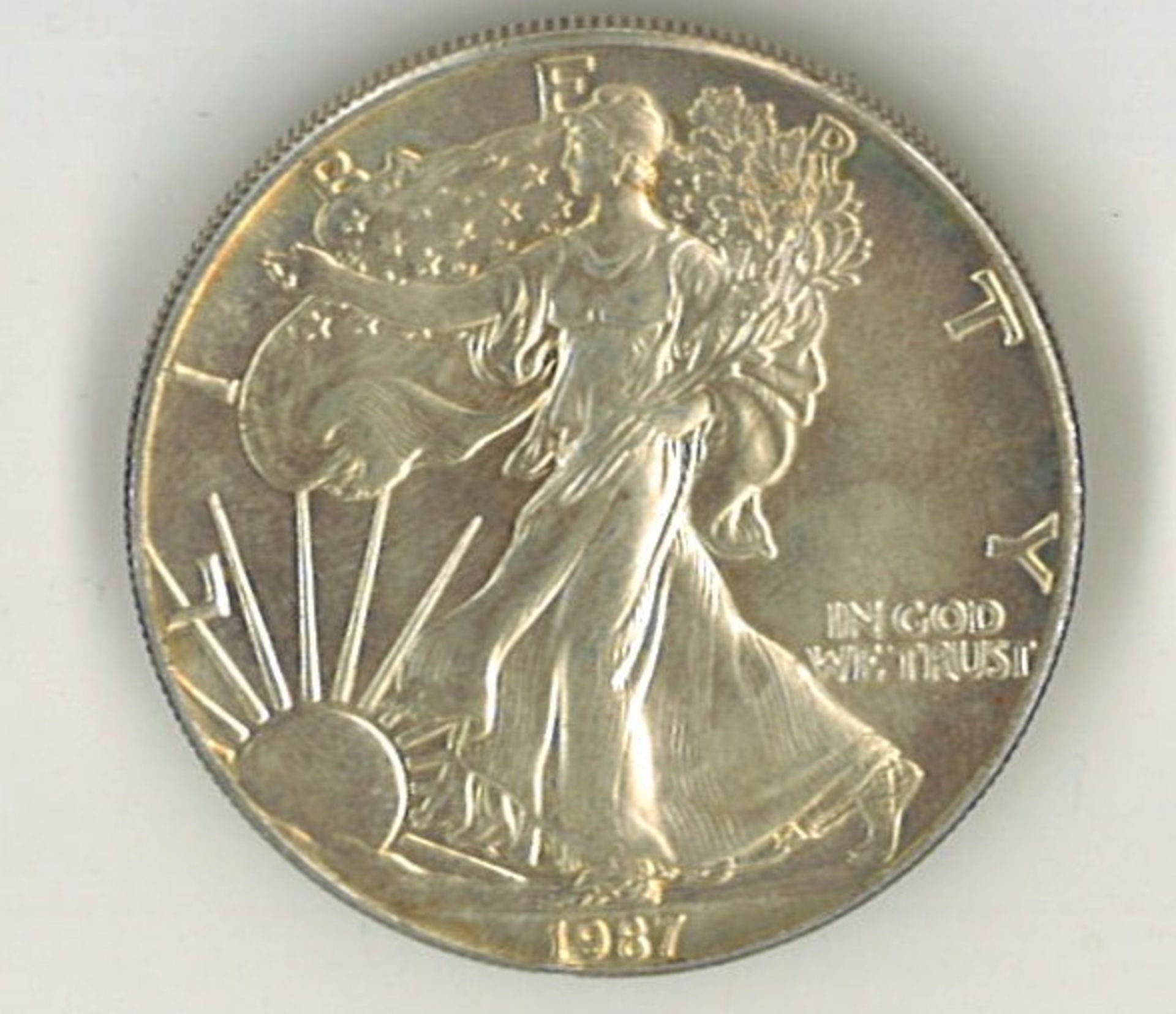 USA 1987. 1 Silbermünze "Silver one Dollar" Zustand: VZ - Image 2 of 2