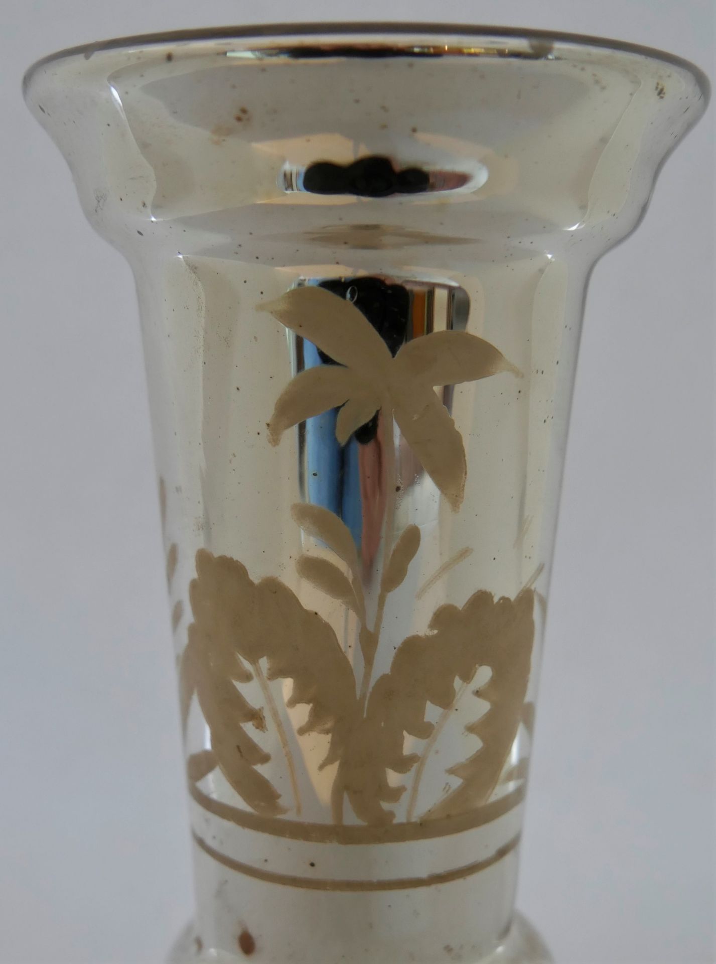 Aus Sammlung - antike Vase aus Bauernsilber, mit floraler Bemalung, guter Zustand. Um 1900. Höhe ca. - Bild 2 aus 2