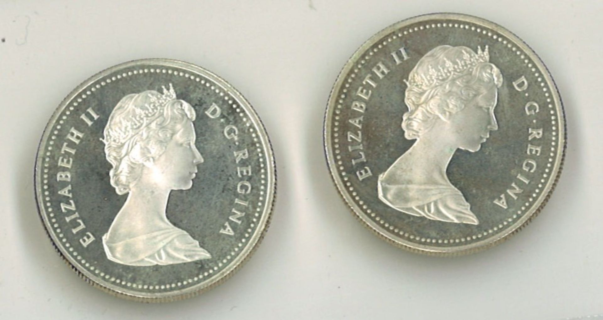2 Kanada Dollars 1981 + 1982 Silber. Zustand: vz
