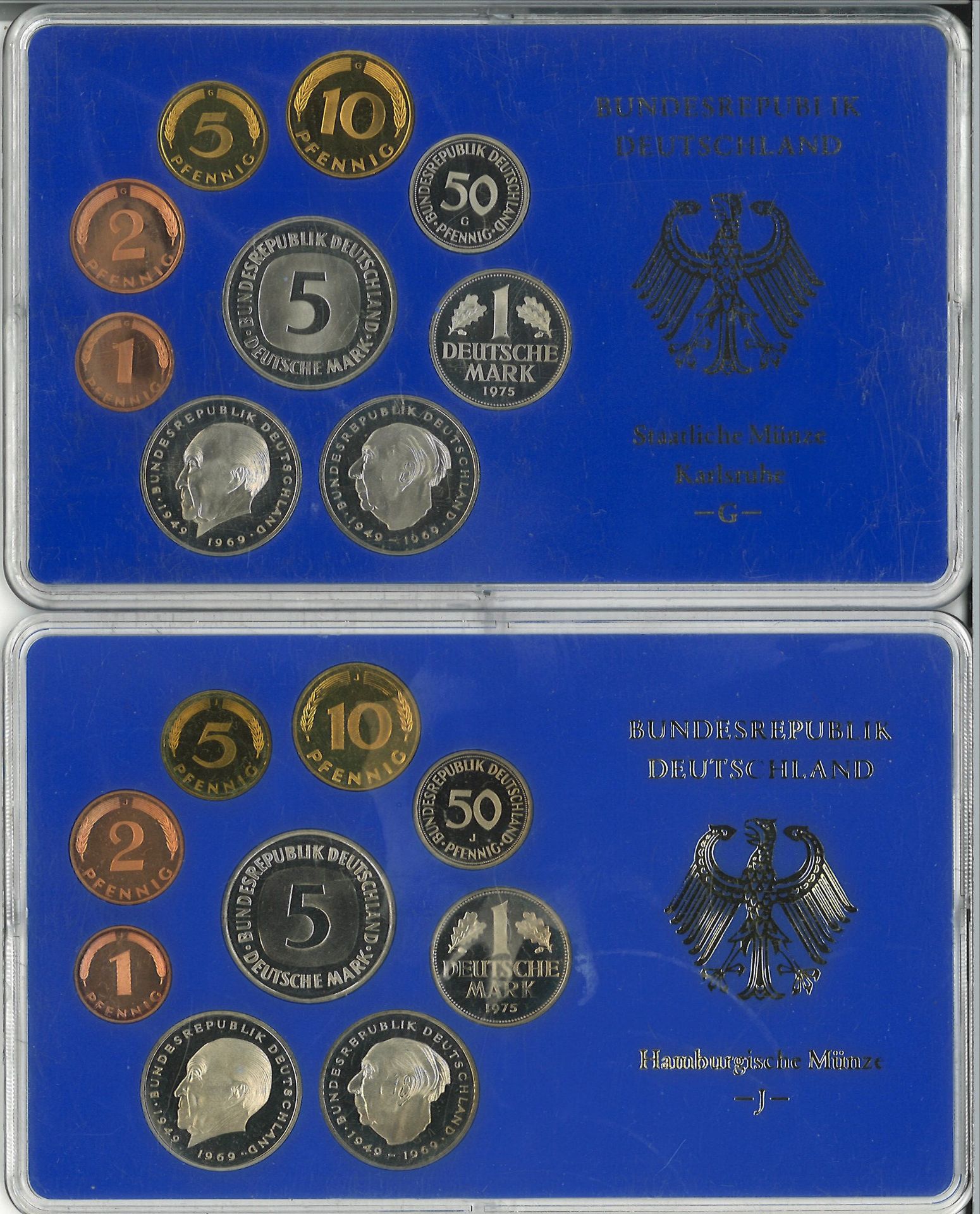 BRD Münzsets Jahrgang 1975, D, F, G und J. Im Original Blister. - Bild 4 aus 4