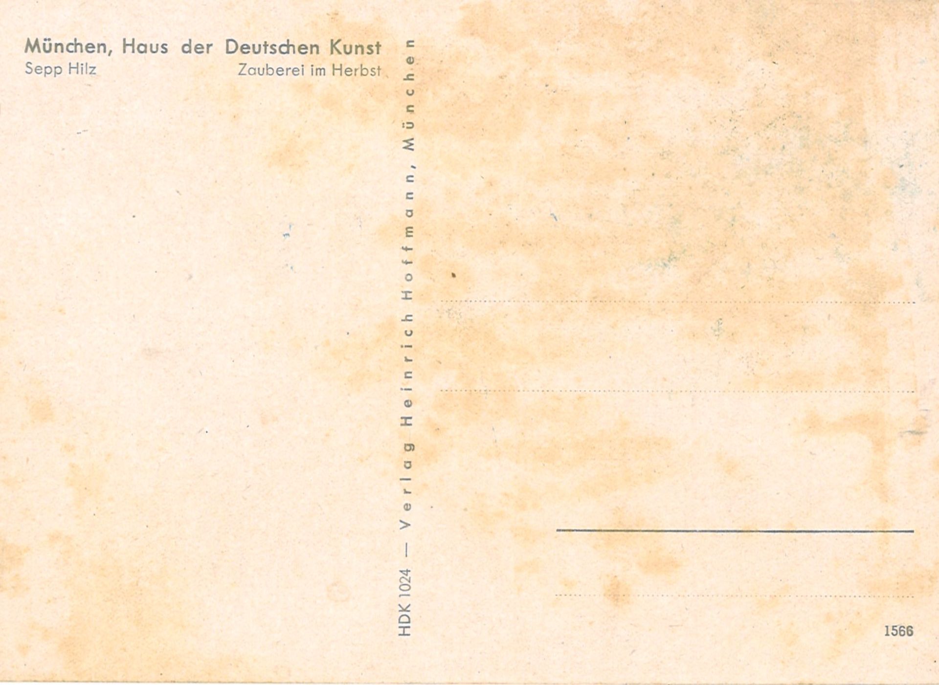 Postkarte "Zauberei im Herbst" von Sepp Hilz. München, Haus der Deutschen Kunst - Image 2 of 2