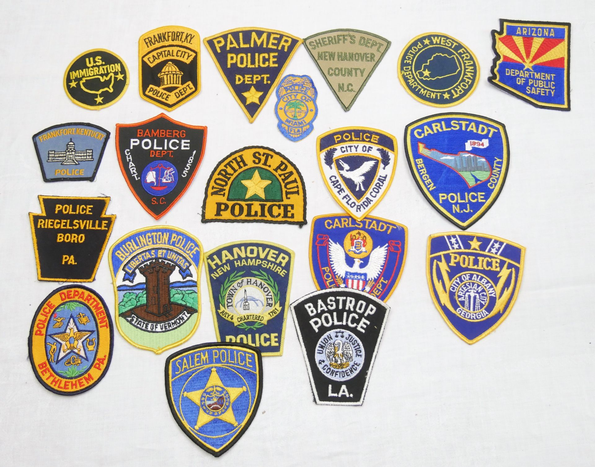 Aus Sammlung! USA Patches, Police Abzeichen. Insgesamt 20 Stück.